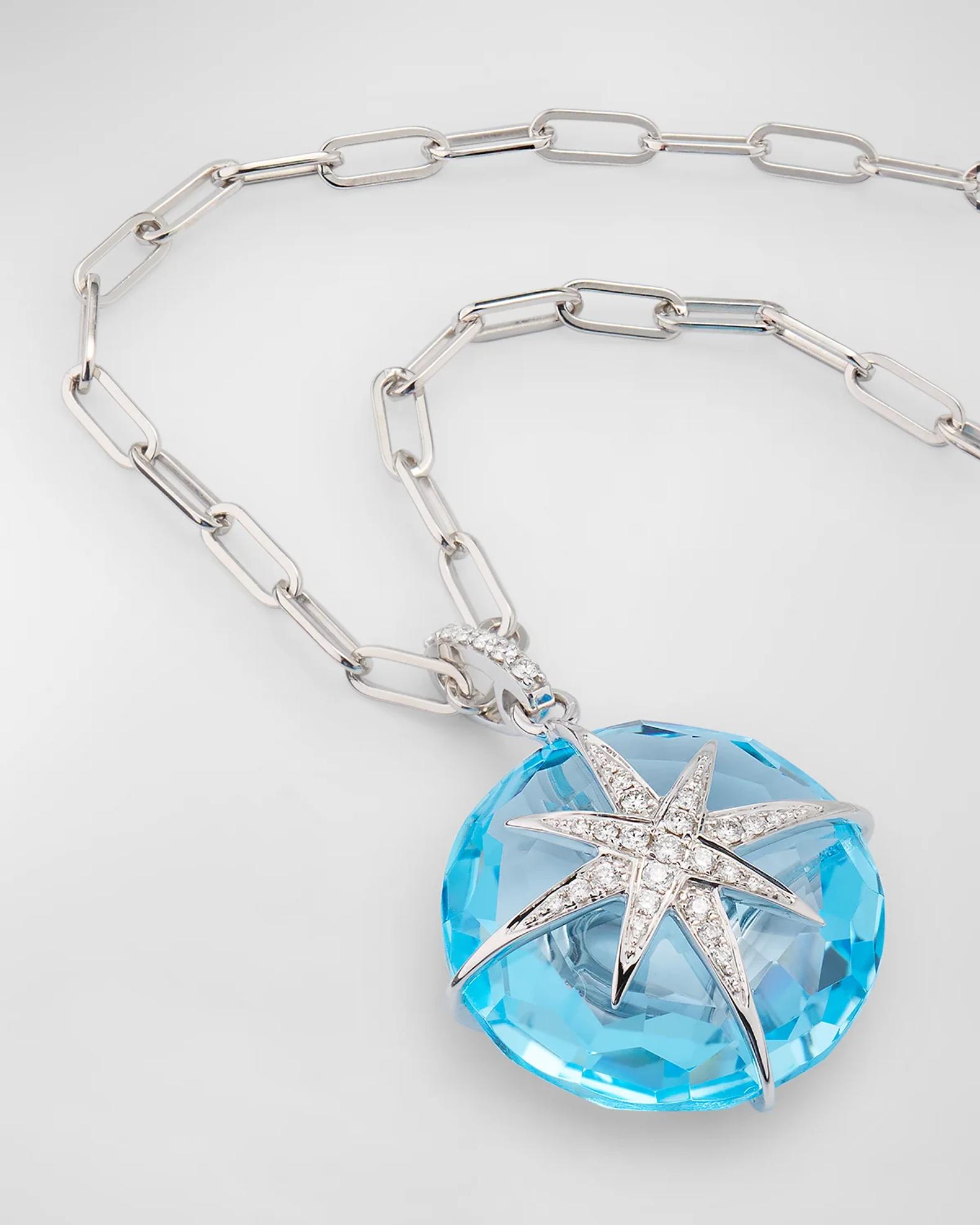 Lisa Nik Rocks 18K White Gold Blue Topaz and North Star Diamond Paper ...