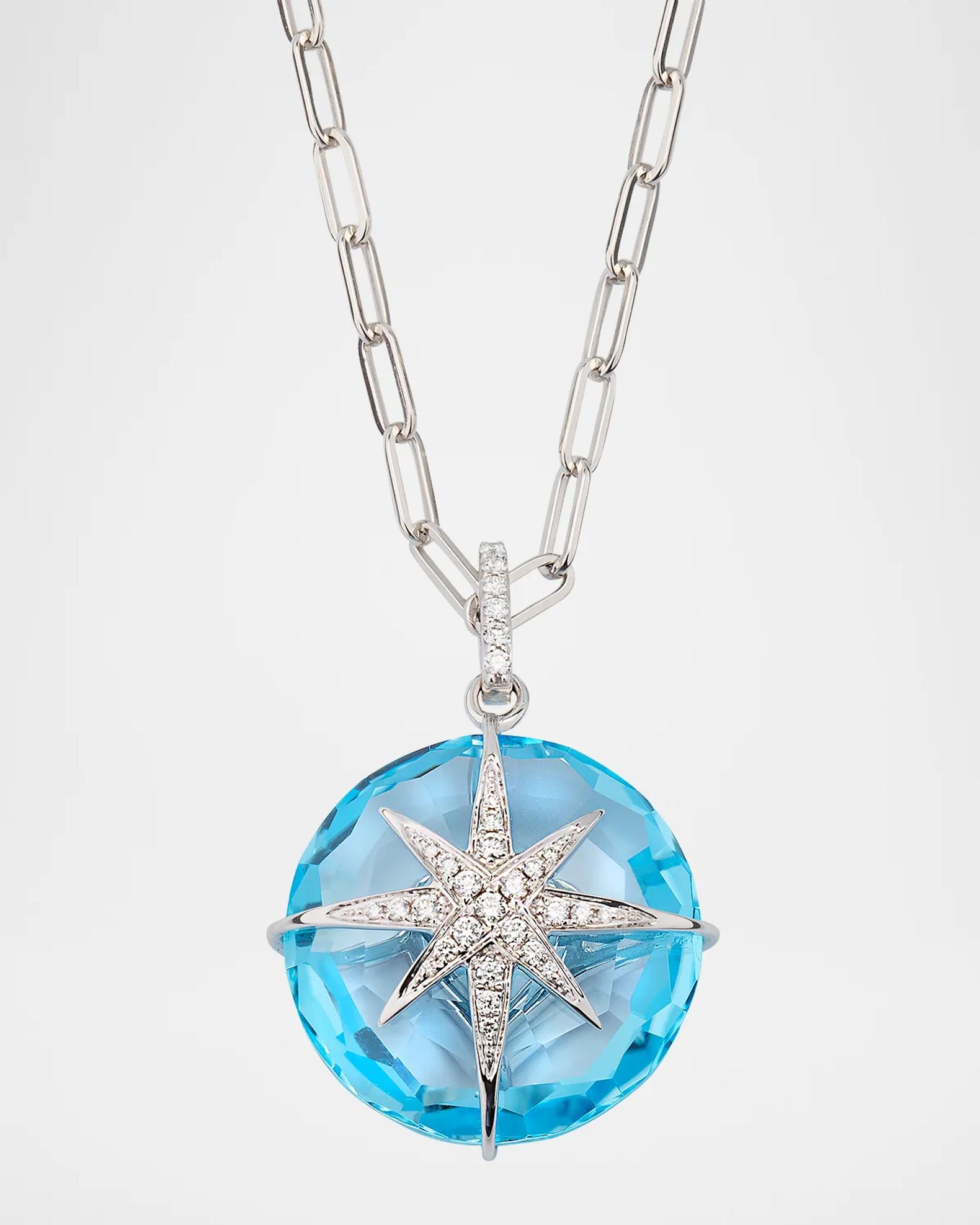 Lisa Nik Rocks 18K White Gold Blue Topaz and North Star Diamond Paper ...