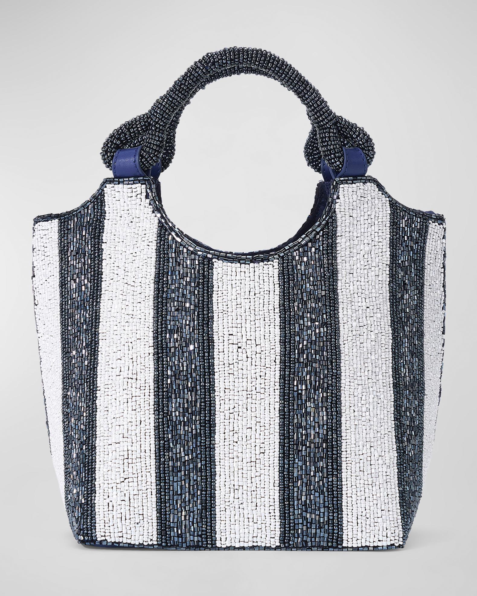 STAUD Cote Stripe Beaded Top-Handle Bag | Neiman Marcus