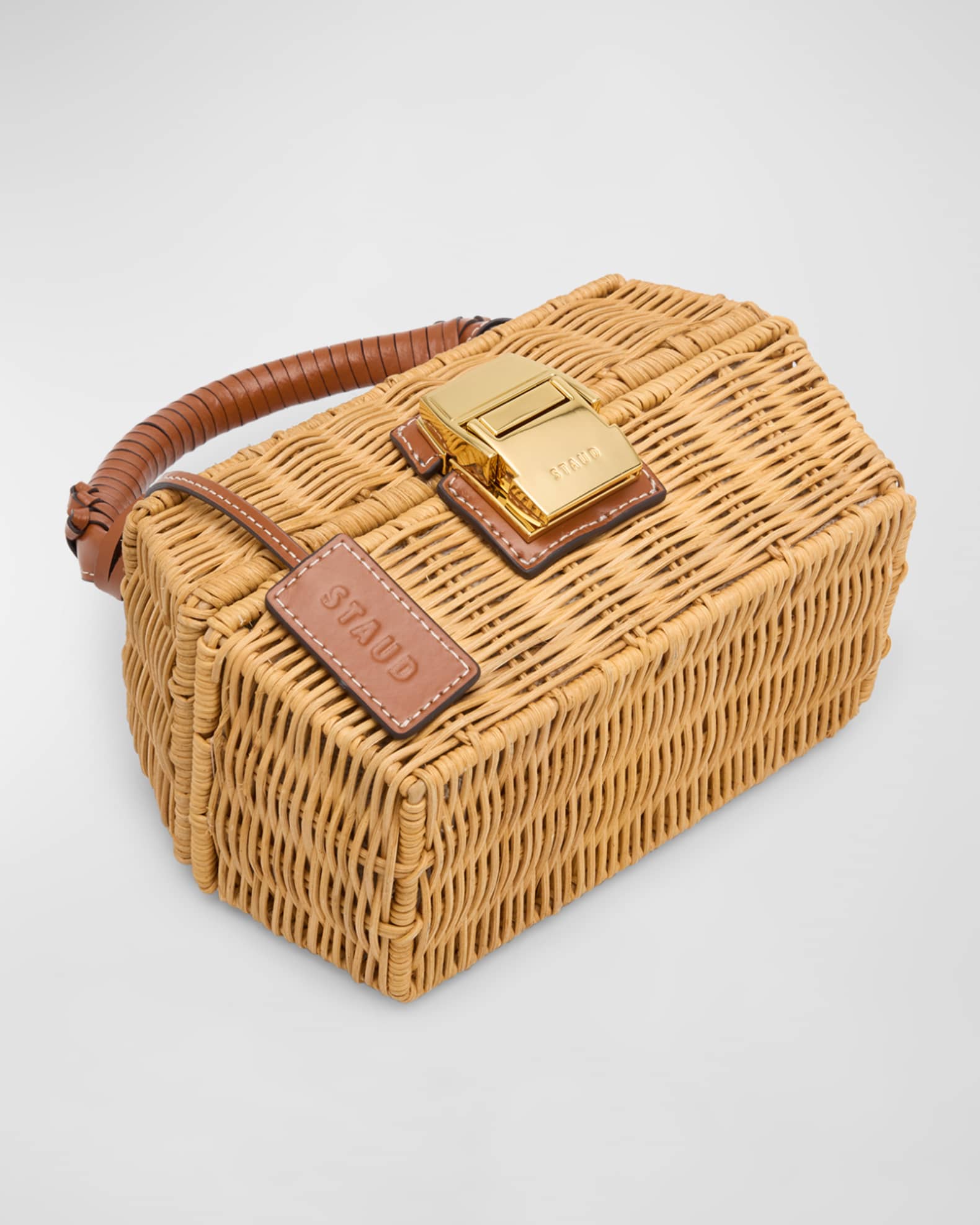 STAUD Tackle Box Straw Top Handle Bag Neiman Marcus