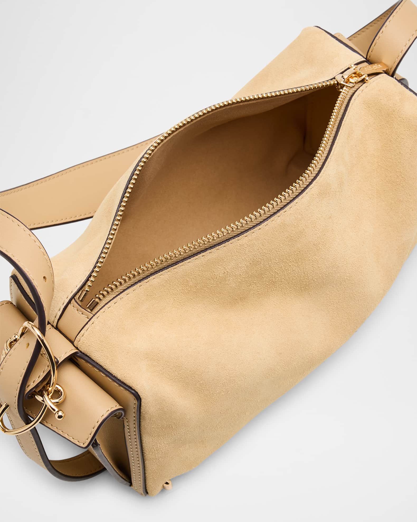 Cult Gaia Natasha Zip Suede & Leather Shoulder Bag | Neiman Marcus