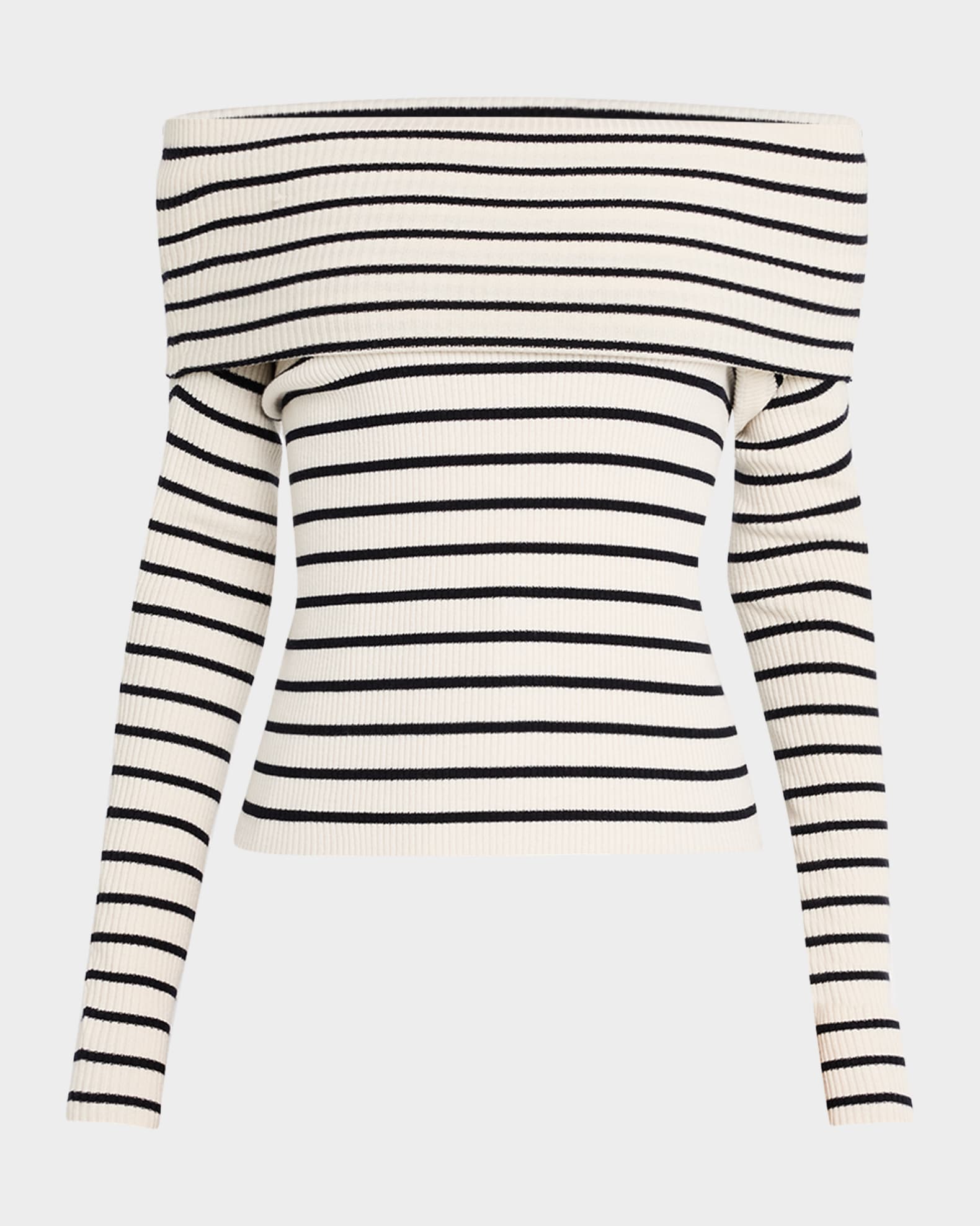 Evelyn Ribbed Off-Shoulder Top 0