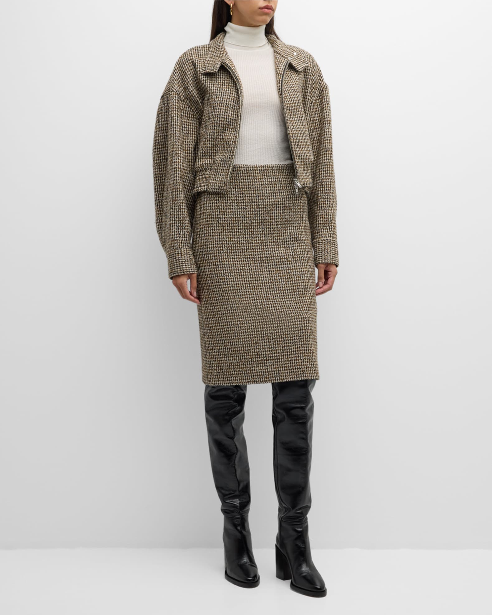 A.L.C. Harrison Stand-Collar Houndstooth Jacket | Neiman Marcus