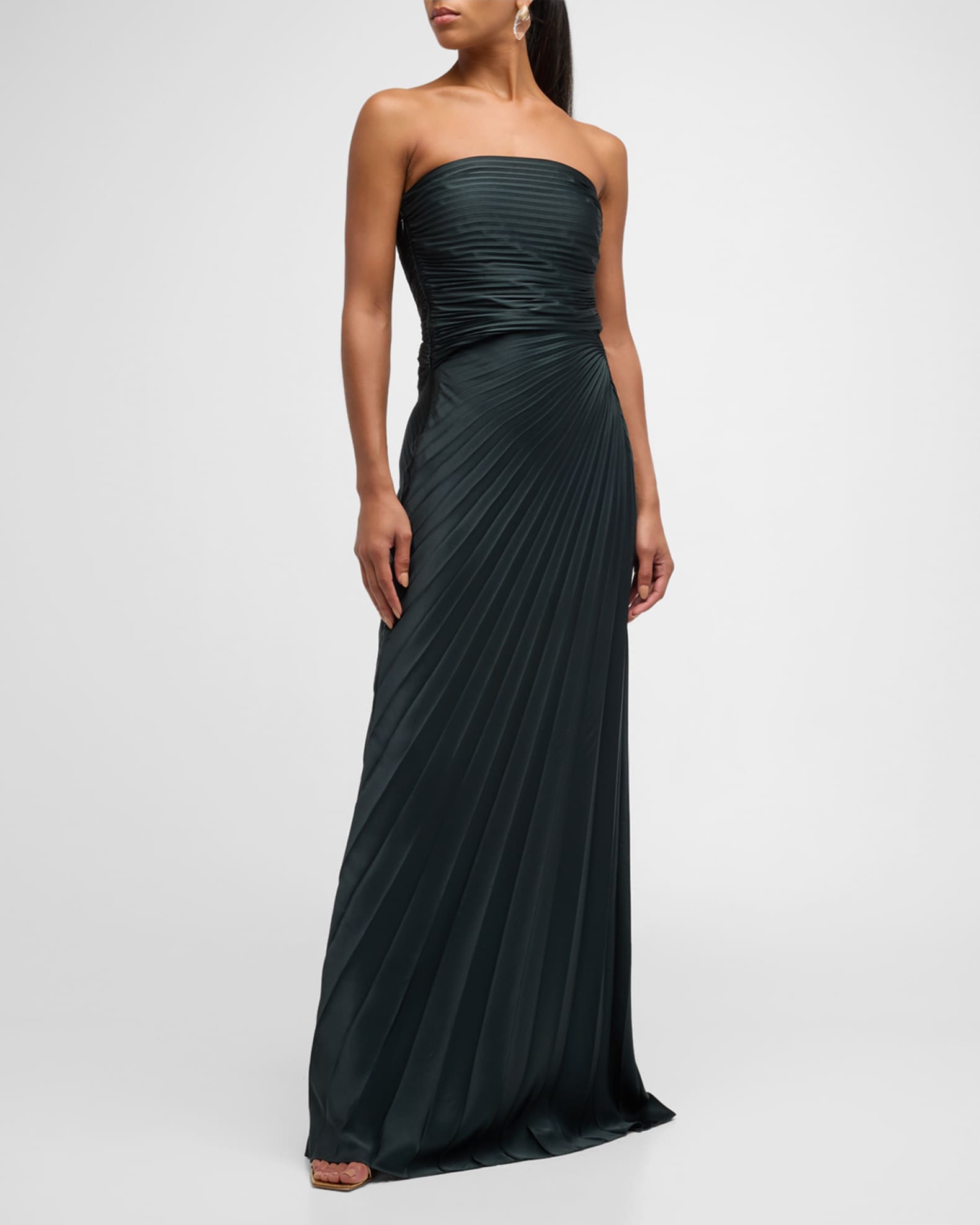 Bianca Pleated Strapless Gown
