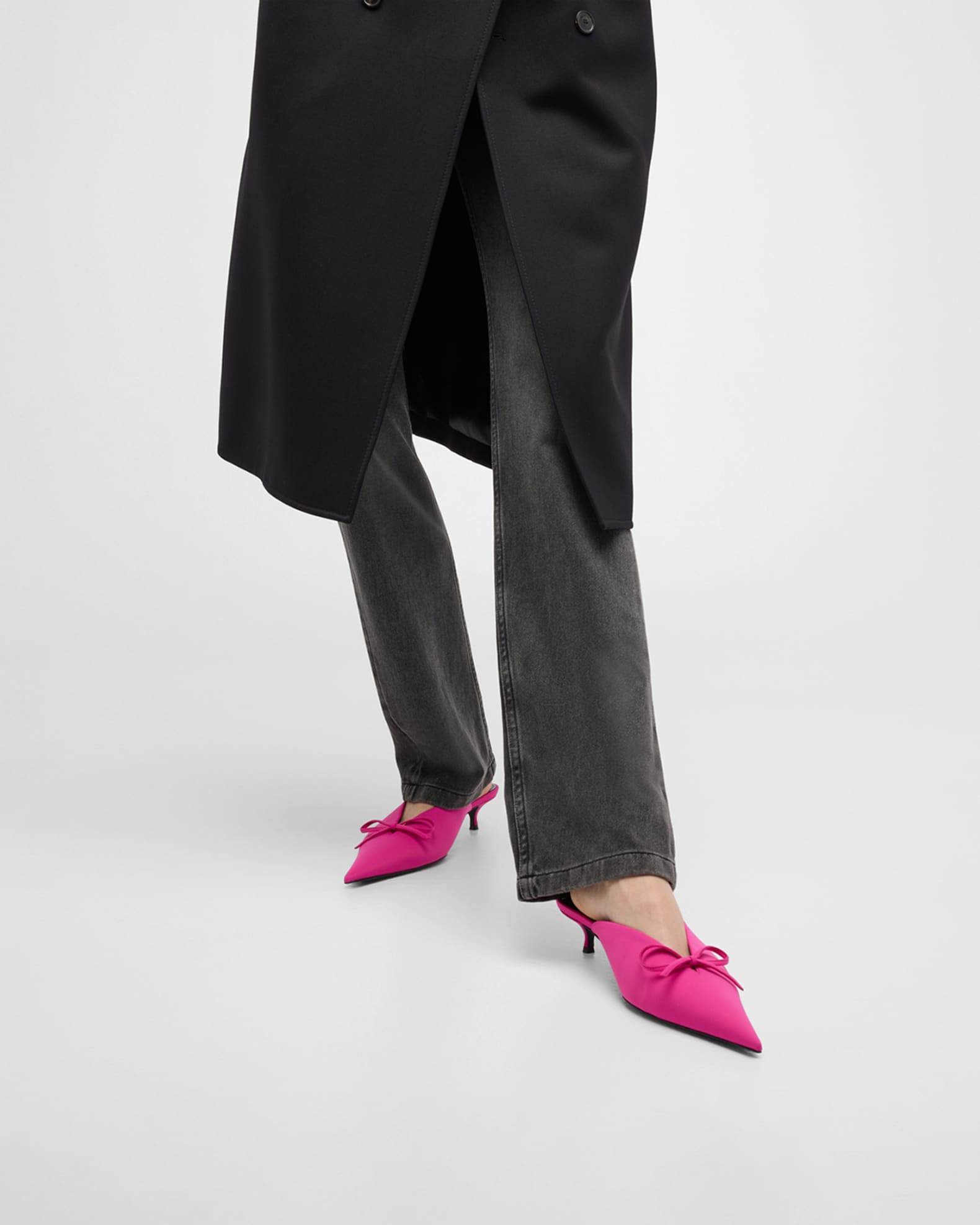 Knife Spandex Bow Mule Pumps 1