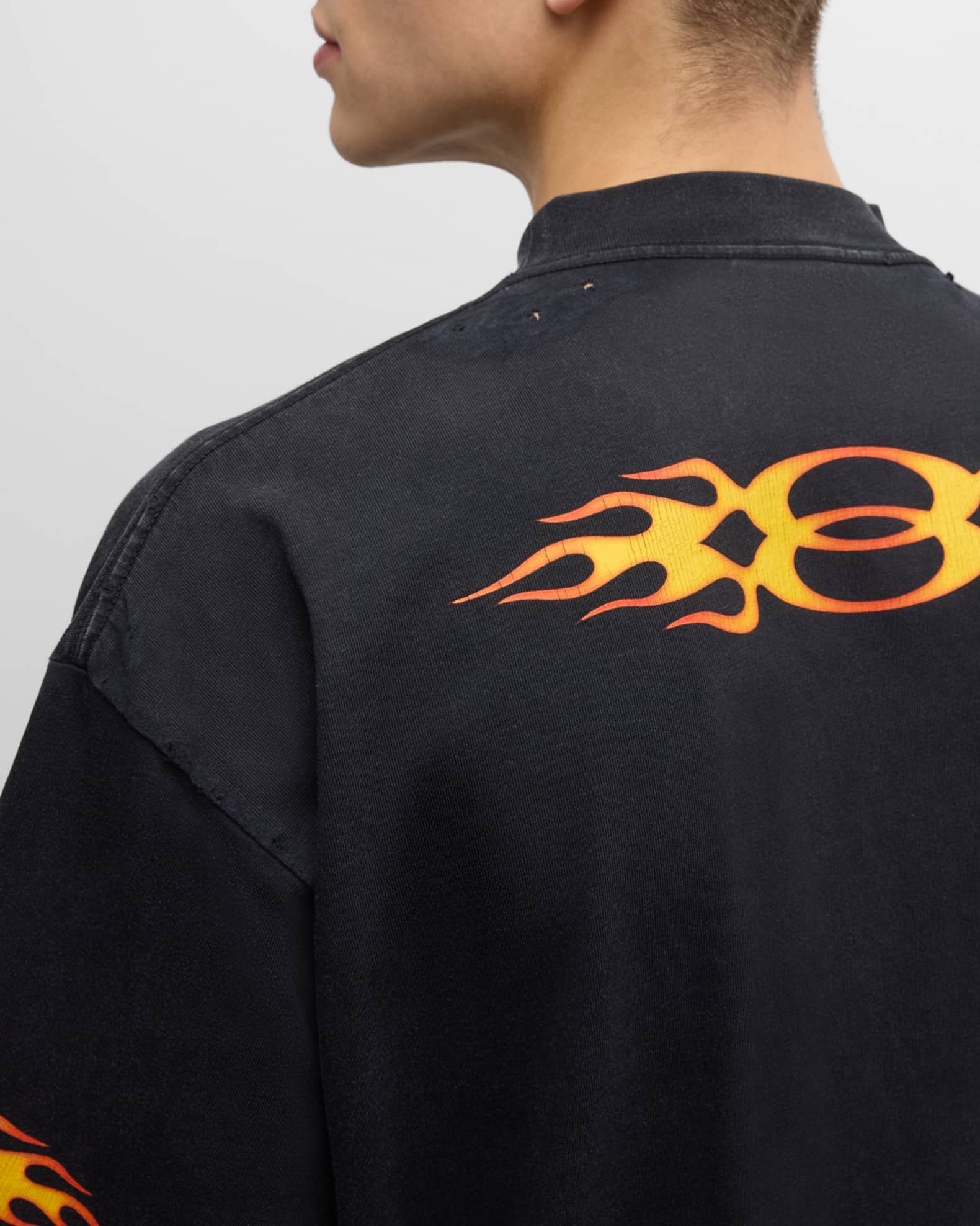 Balenciaga Men's Burning Unity Oversized T-Shirt | Neiman Marcus