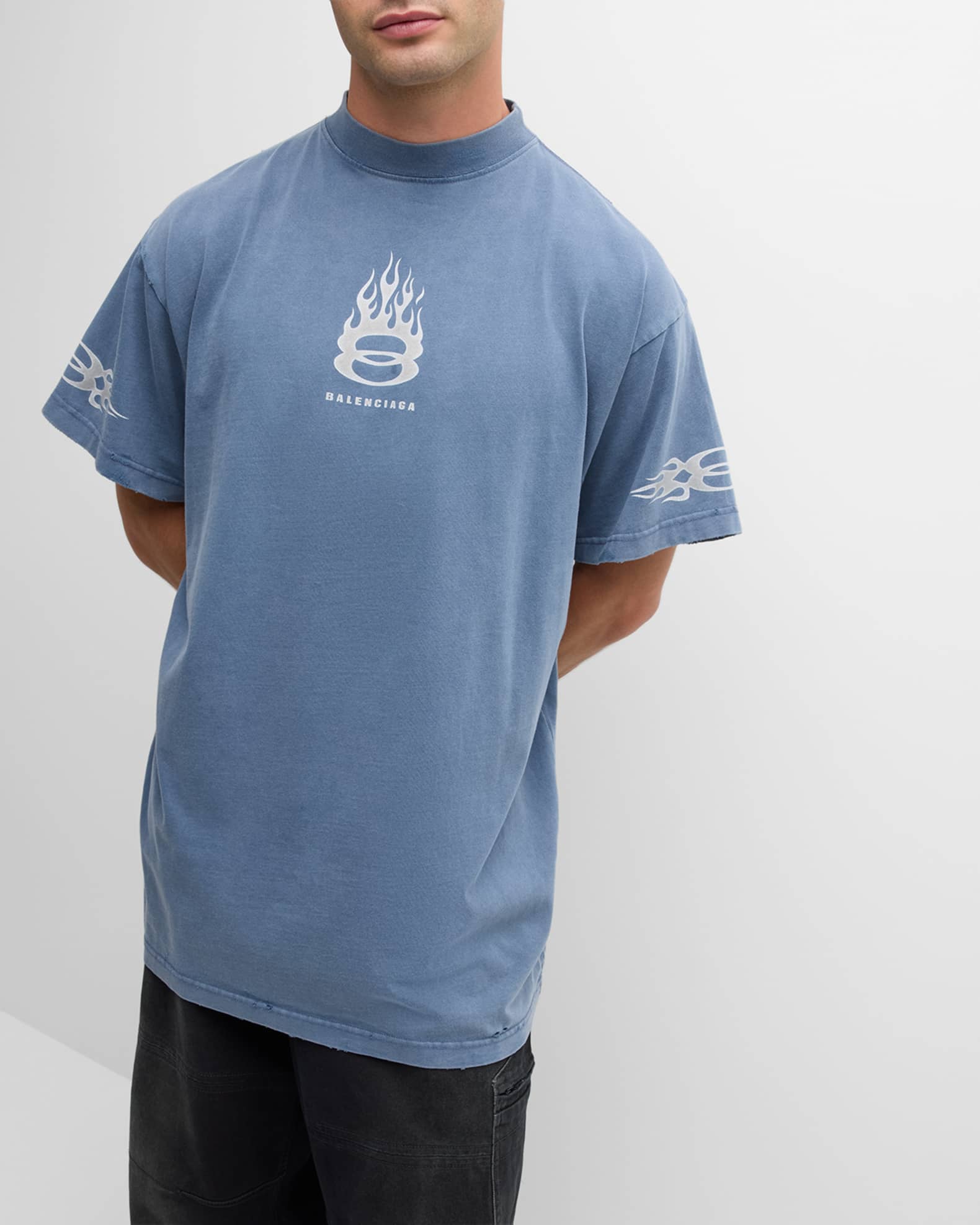 Balenciaga Men's Burning Unity Oversized T-Shirt | Neiman Marcus