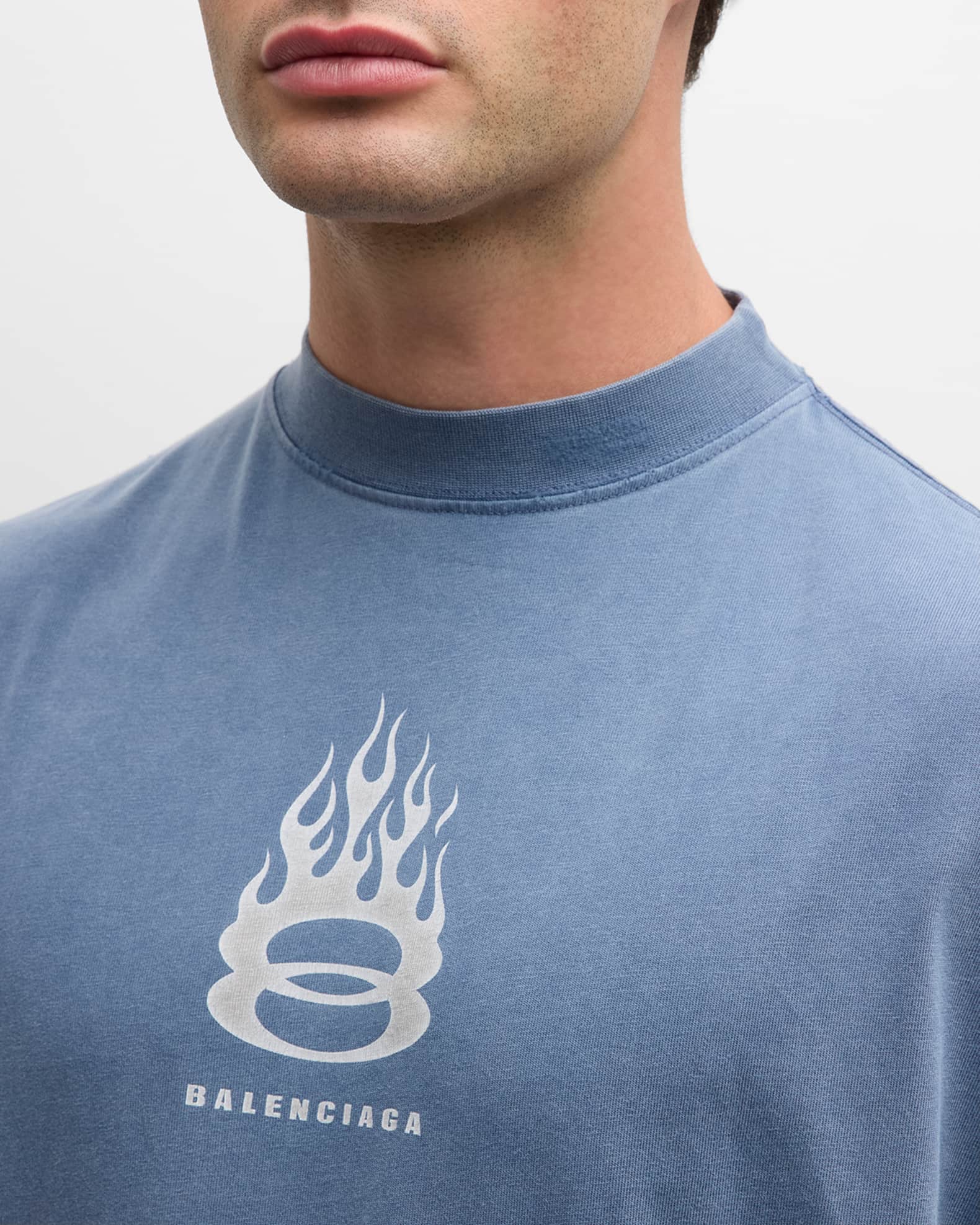Balenciaga Men's Burning Unity Oversized T-Shirt | Neiman Marcus