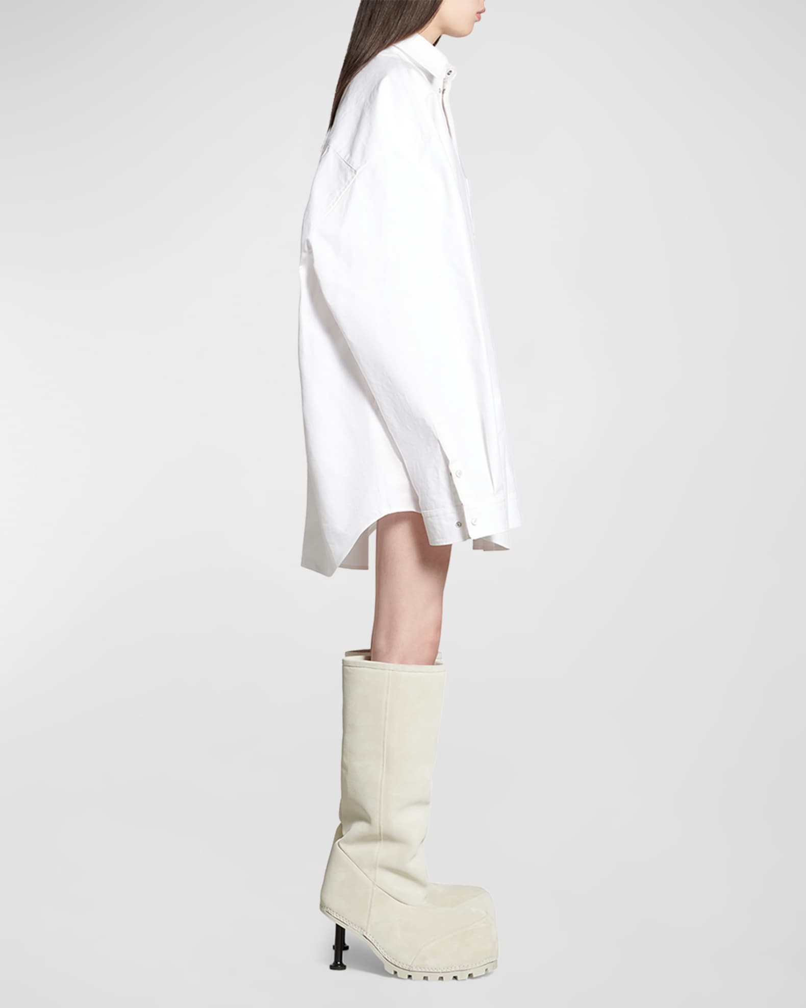 【BALENCIAGA】OUTERWEAR SHIRT LARGE FIT アウターウェアシャツ Balenciaga Outerwear Shirt Large Fit | Neiman Marcus