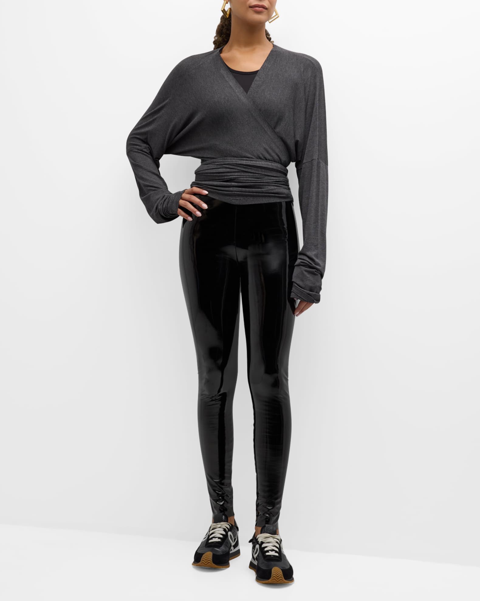 Norma Kamali Long Sleeve Dolman Wrap Top Neiman Marcus