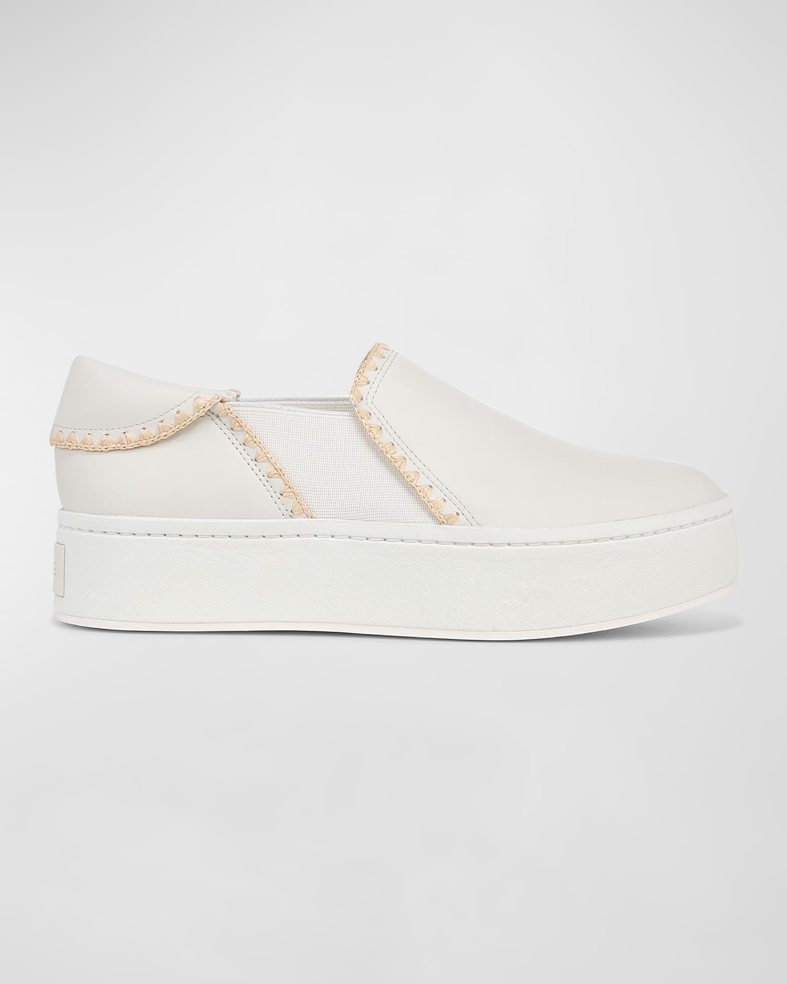 Vince Warren Raffia Topstitch Platform Sneakers Neiman Marcus