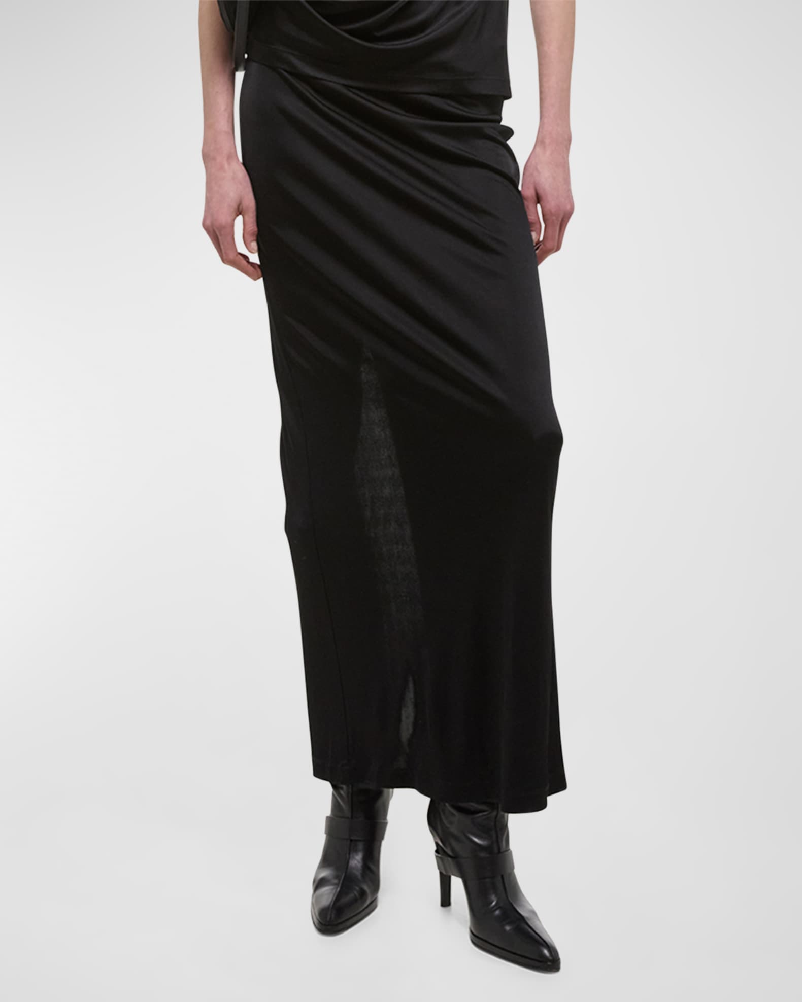 Helmut Lang Fluid Straight Maxi Skirt Black