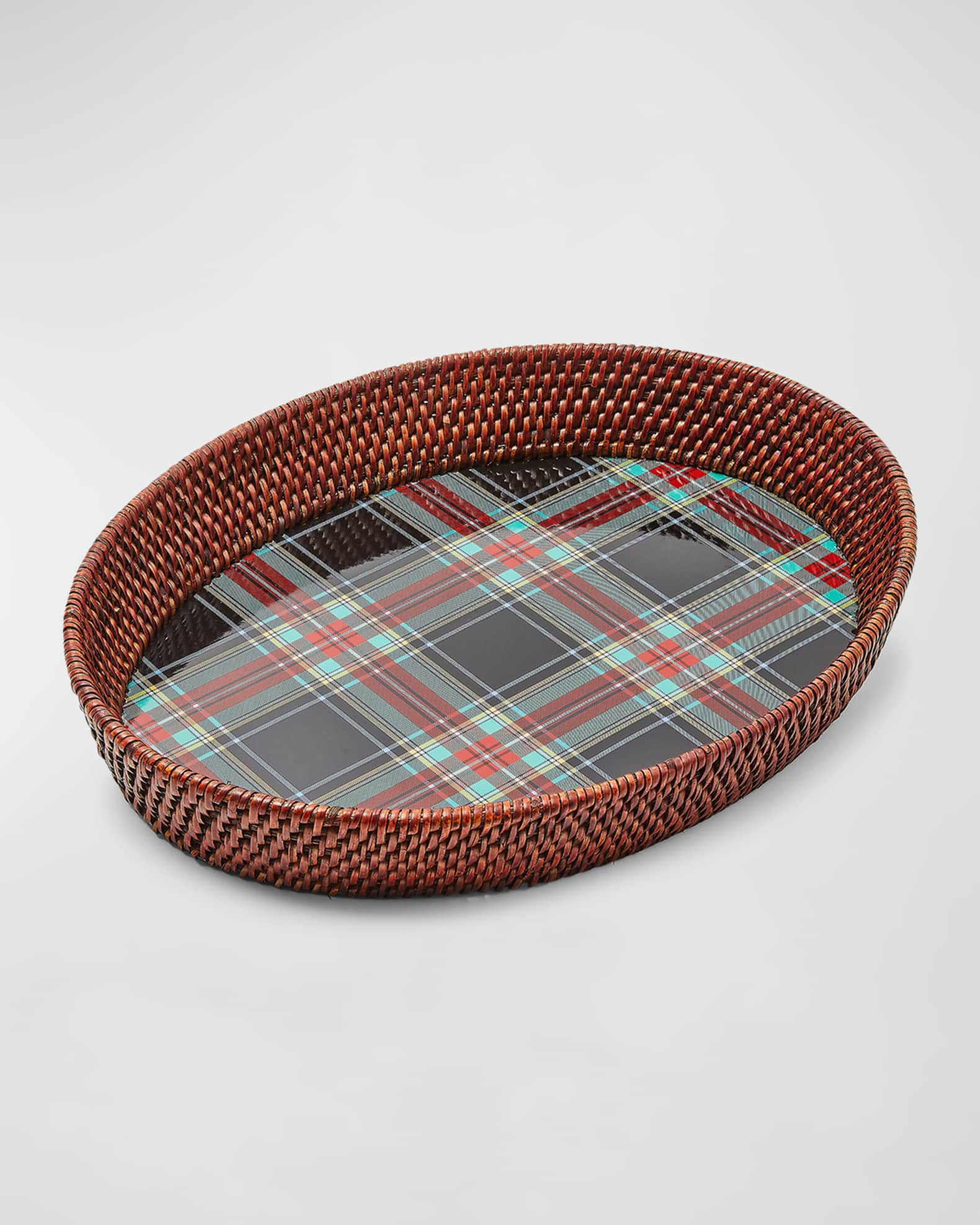 Tartan Rattan Small Serving Tray 0