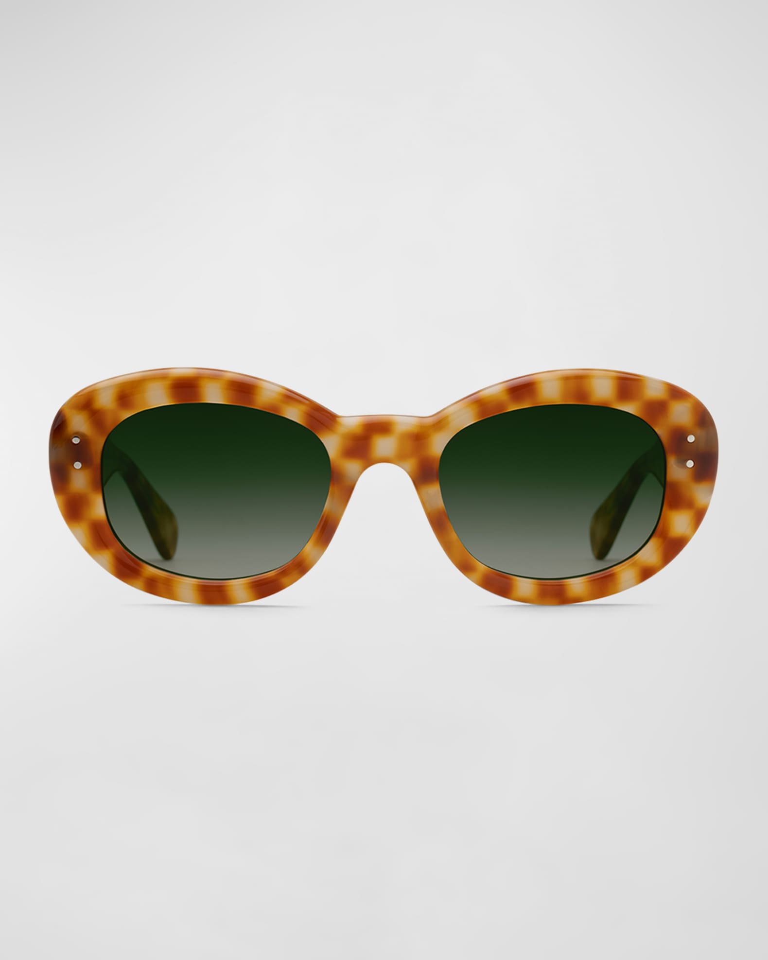 KREWE Margaret Checkered Acetate Oval Sunglasses