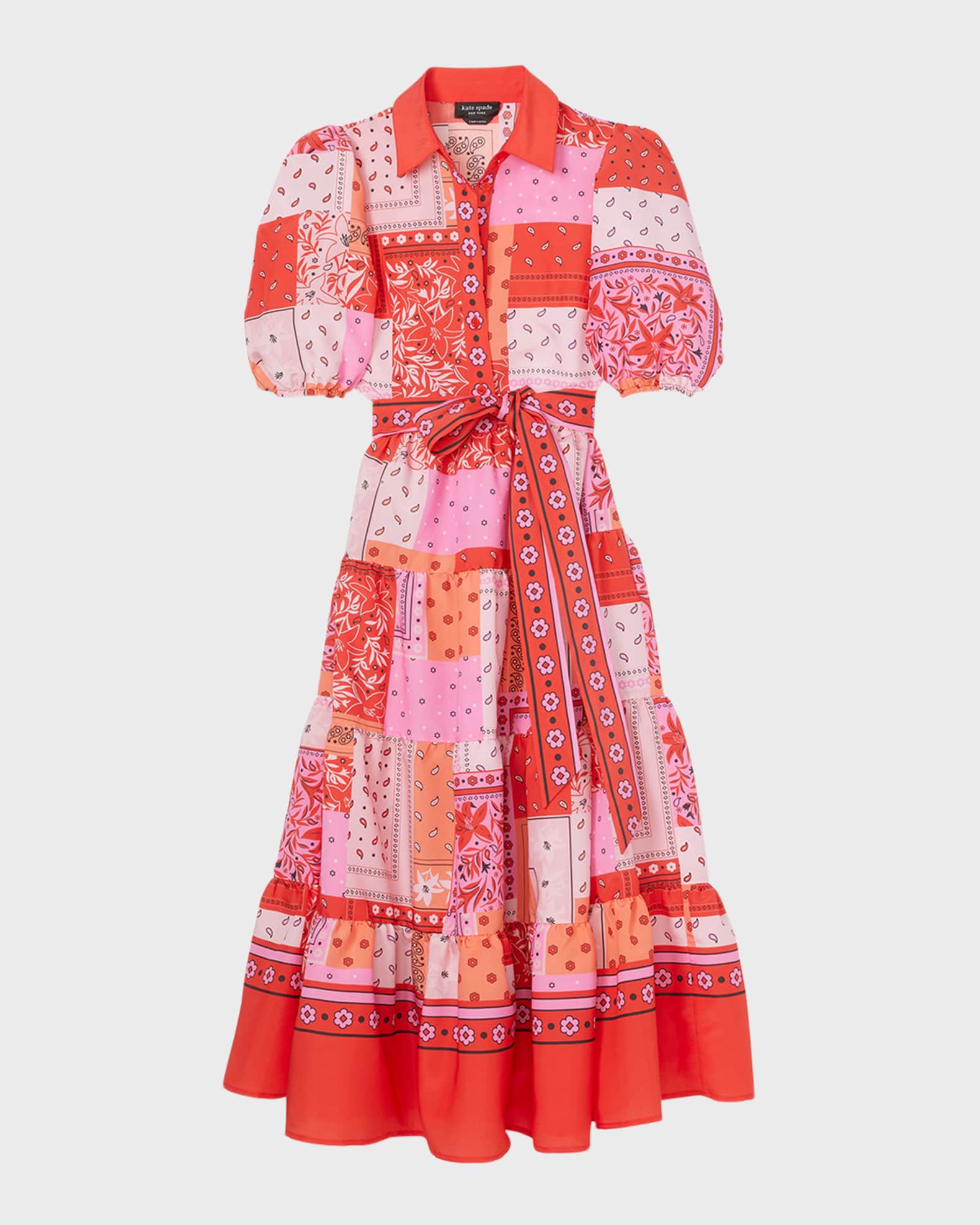Kate Spade Women s Tiered Patchwork Print Midi Shirtdress