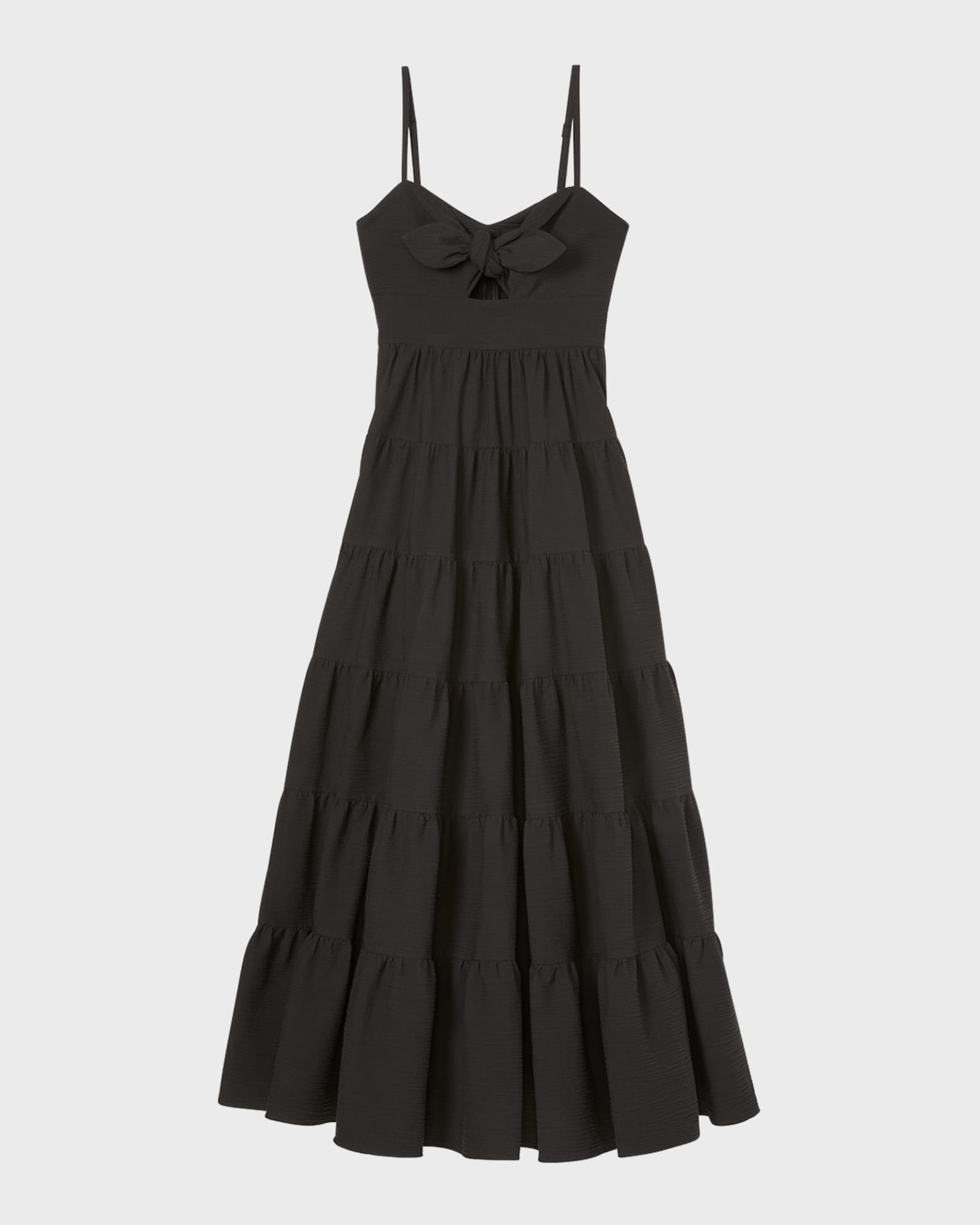 irene tiered cutout seersucker midi dress