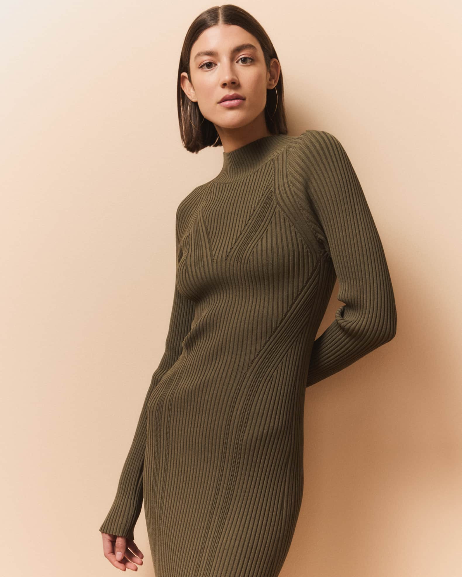 A.L.C. Halle Ribbed Bodycon Midi Dress Neiman Marcus