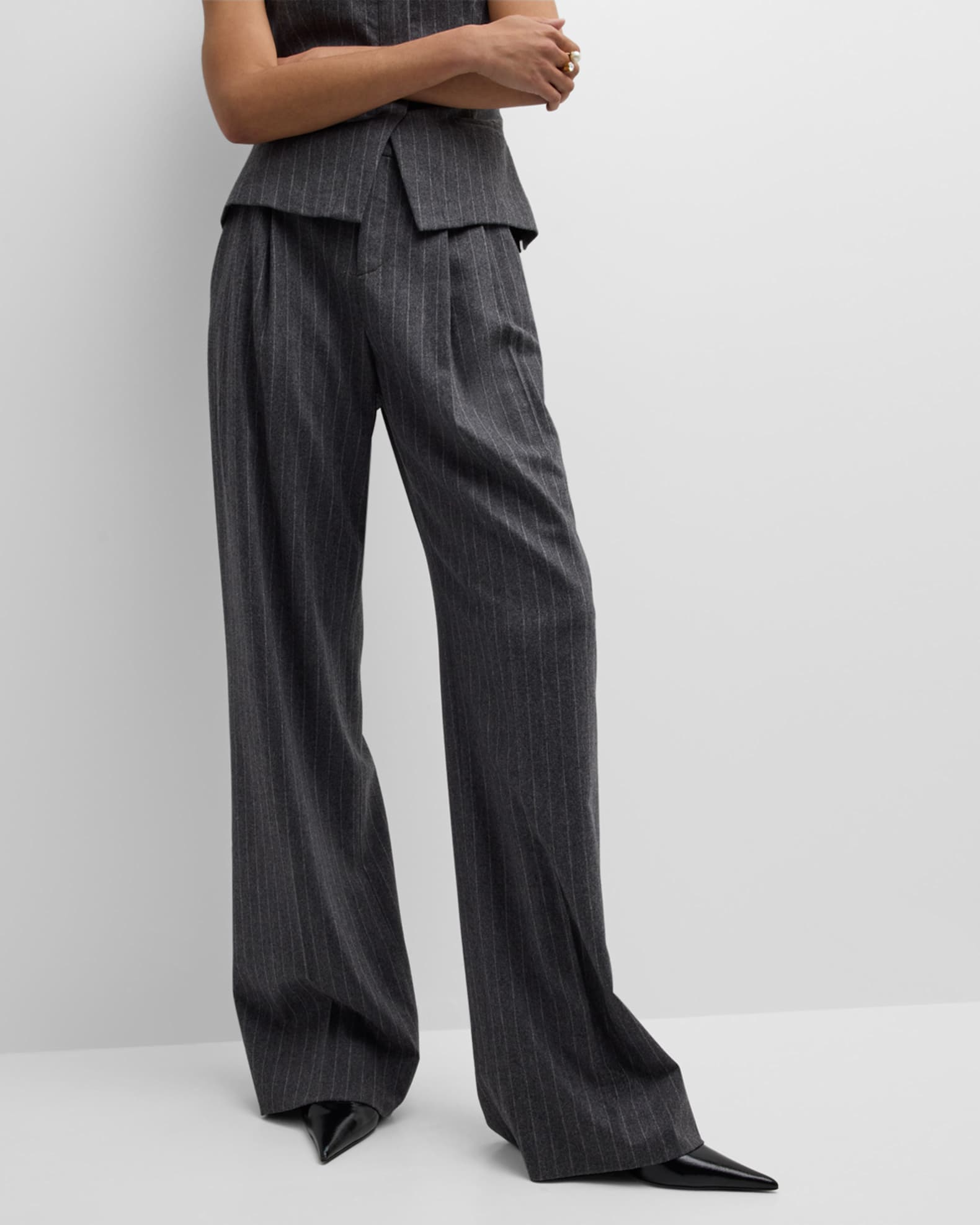 Alaric High Rise Pants - Grey Pinstripe main image 1
