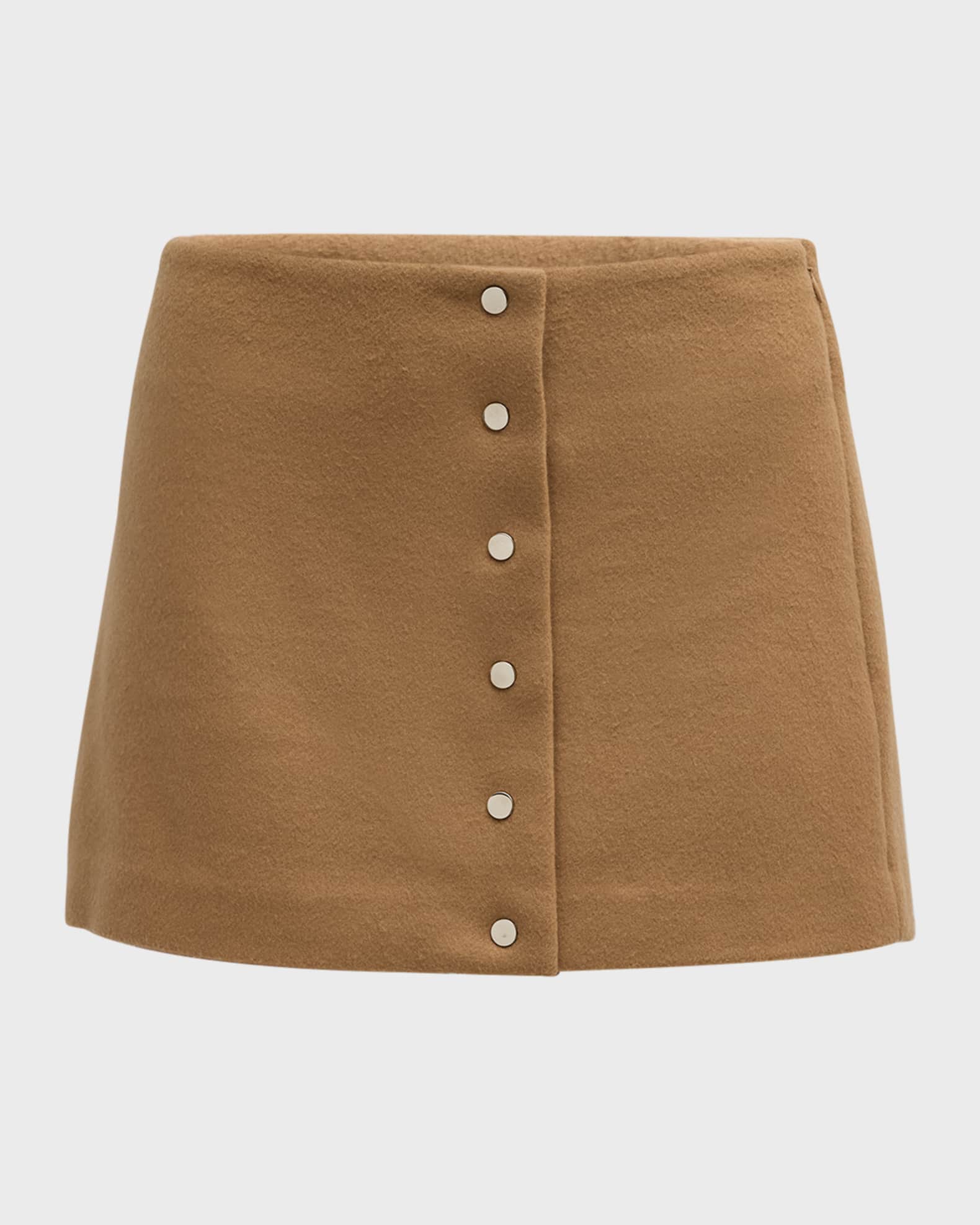 May Snap-Front Wool-Cashmere Mini Skirt 0