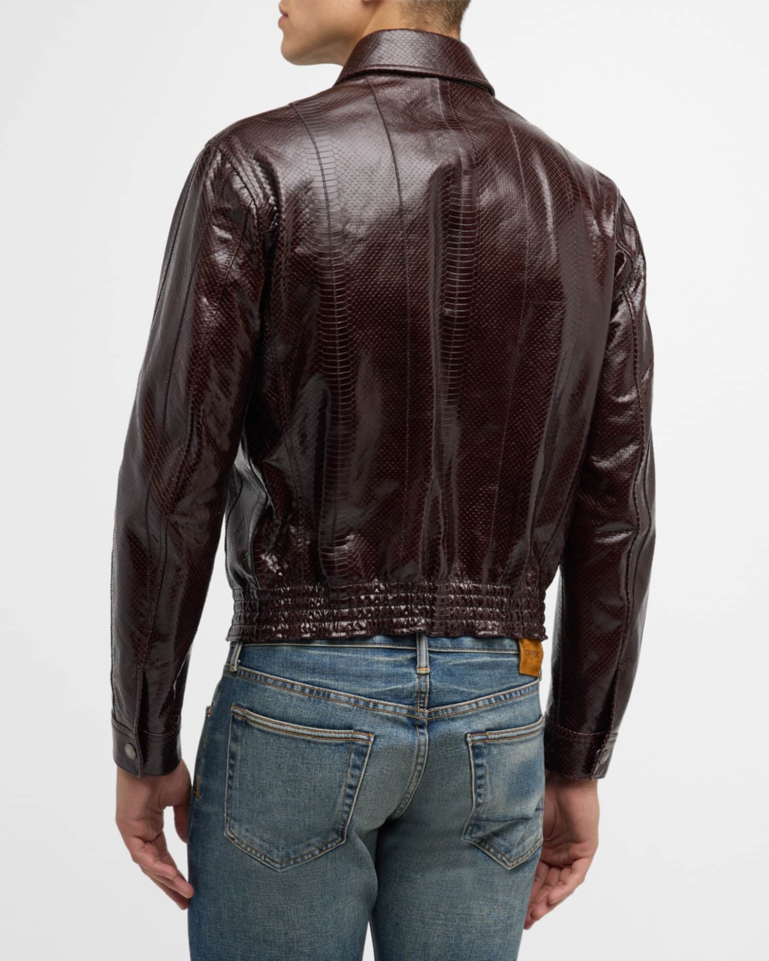 TOM FORD Men s Python Effect Leather Jacket Neiman Marcus