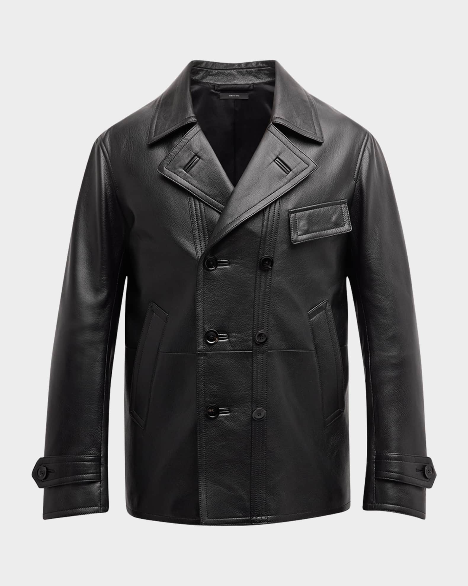早割 リフト券 Goat Grained Men's FORD TOM Leather Marcus Neiman | Peacoat ジャケット・アウター