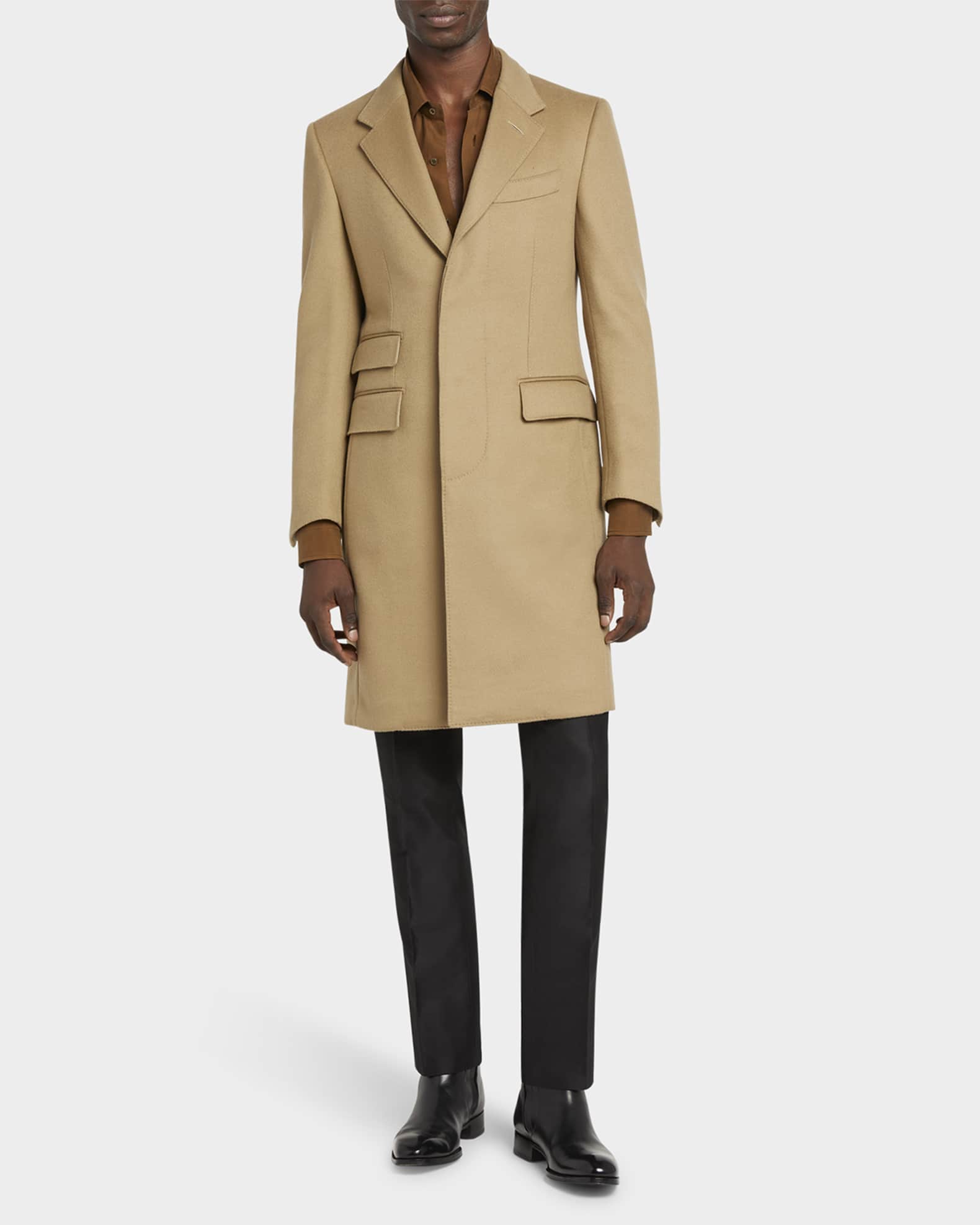 Tom Ford Men s Tailored Wool Cashmere Topcoat Sahara