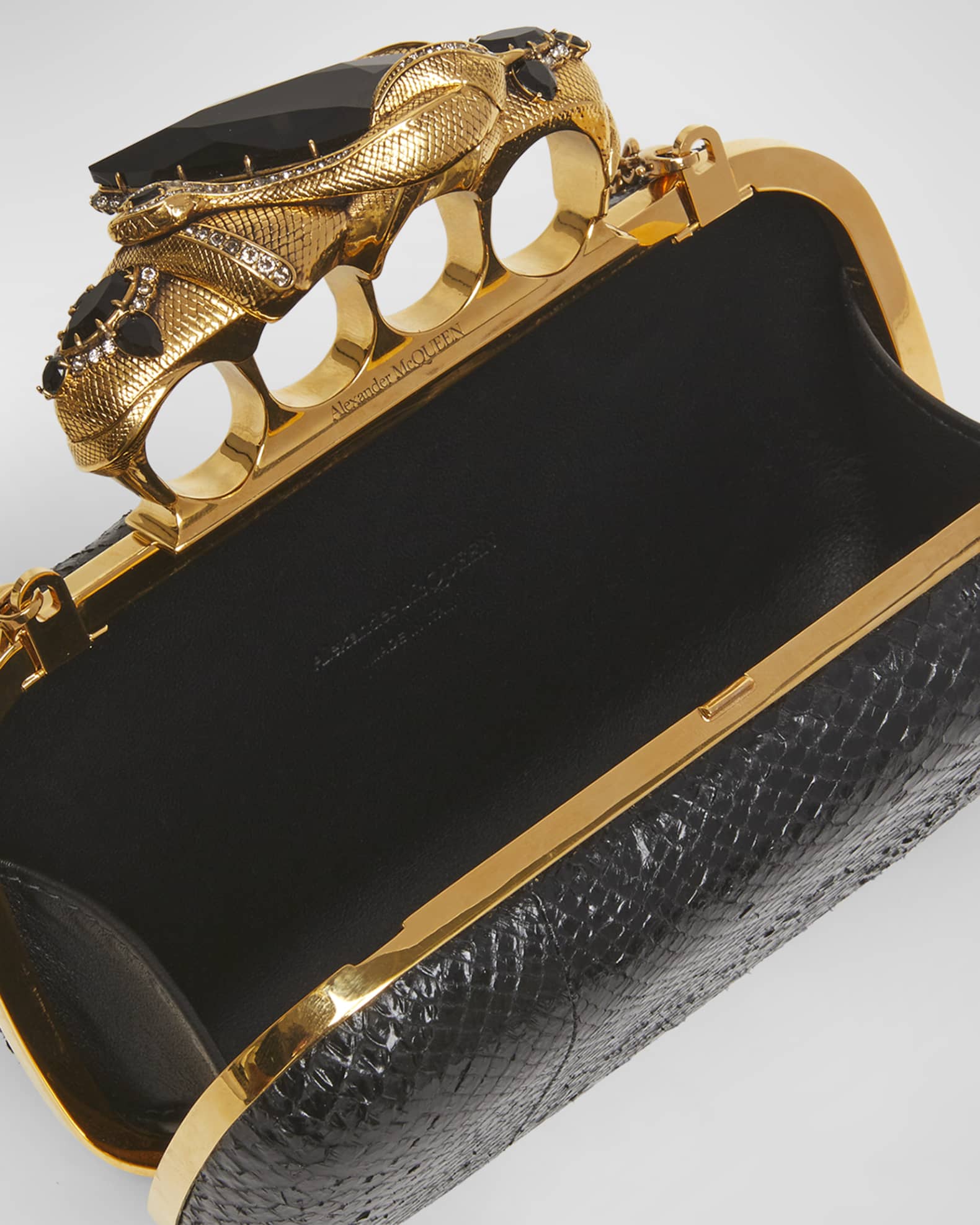 McQueen The Snake Four-Ring Clutch Bag | Neiman Marcus McQueen The Snake Four-Ring Clutch Bag | Neiman Marcus