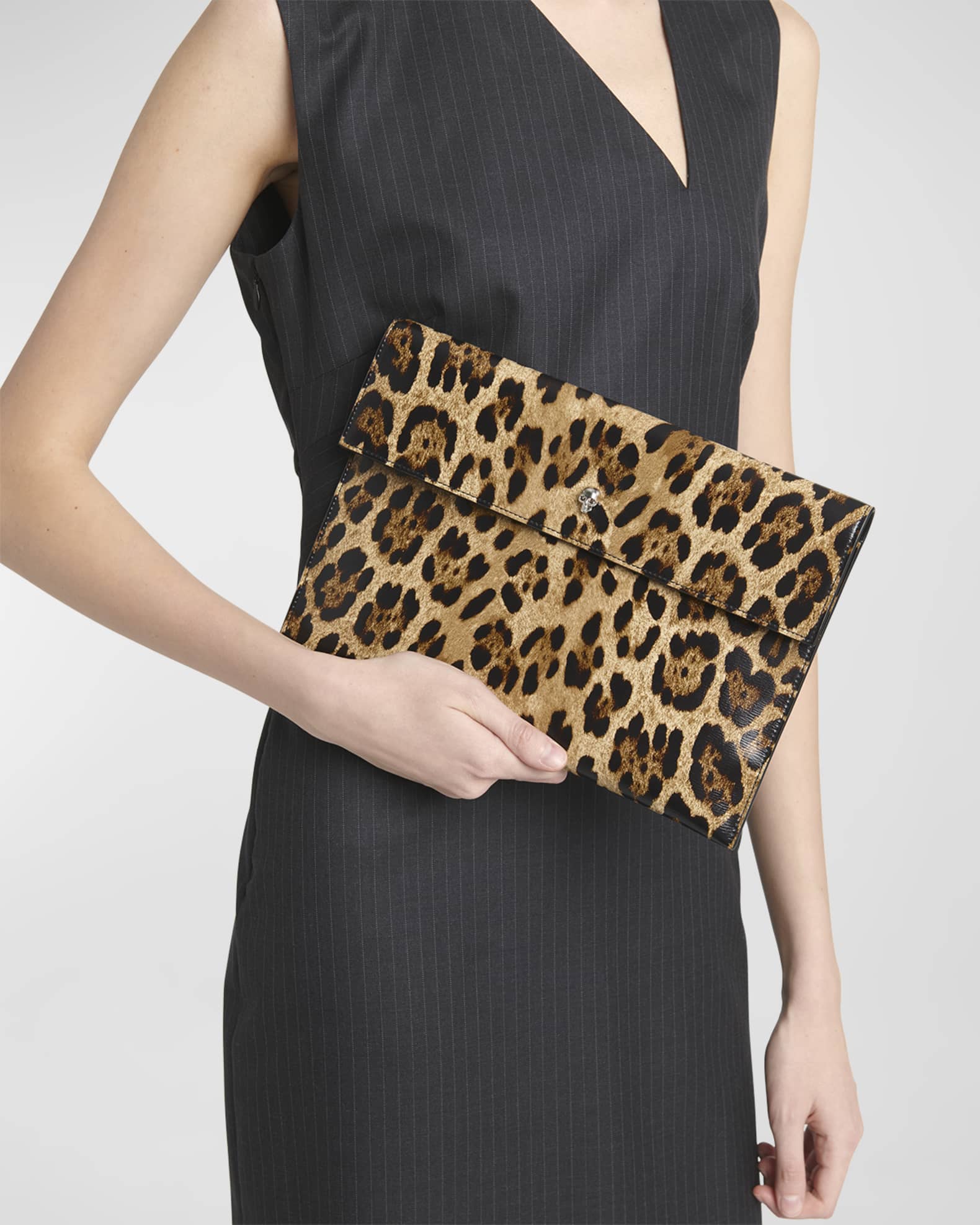 Large leopard print clutch bag hot sale