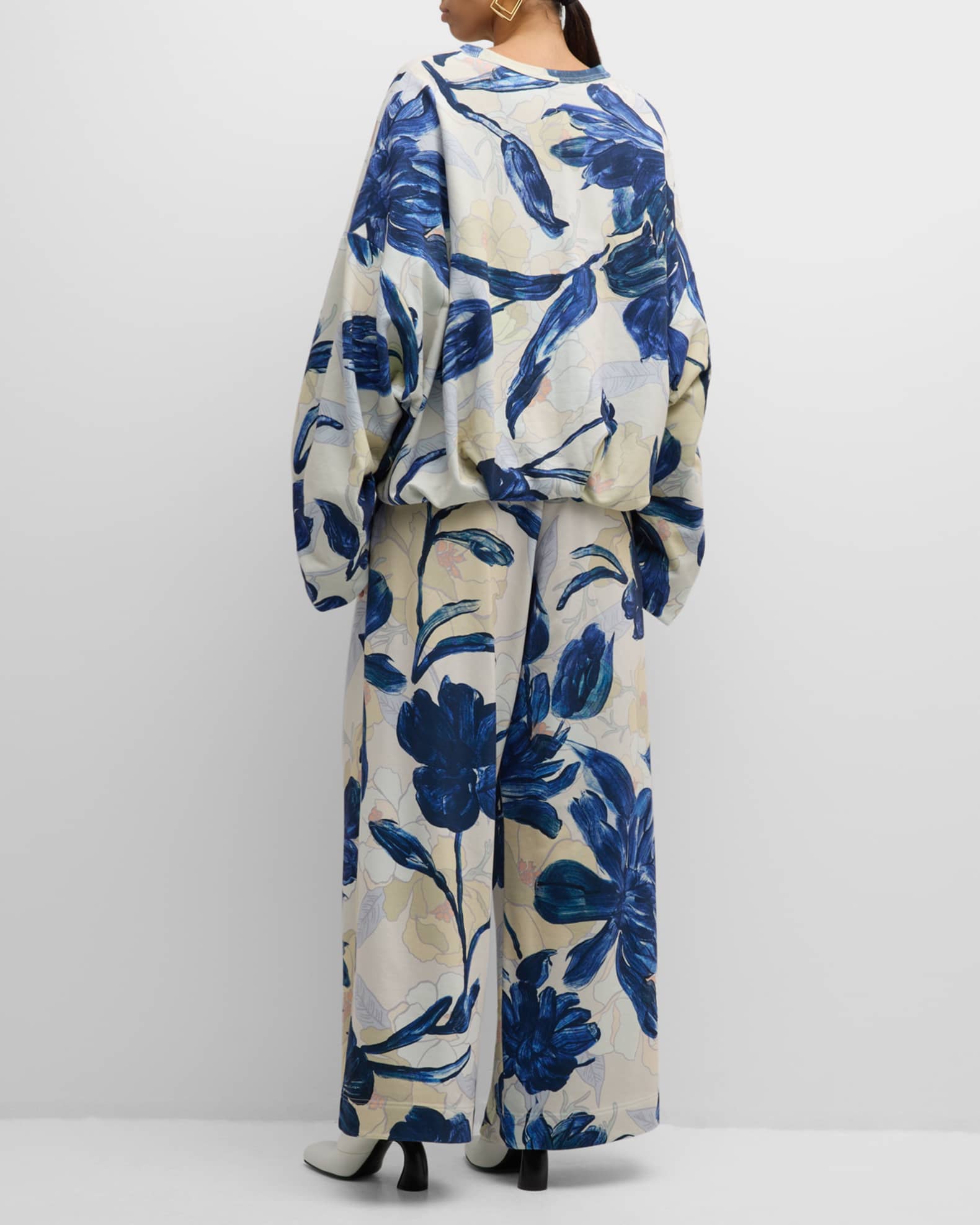 Dries Van Noten Hadium Floral Drawstring Wide Leg Pants | Neiman