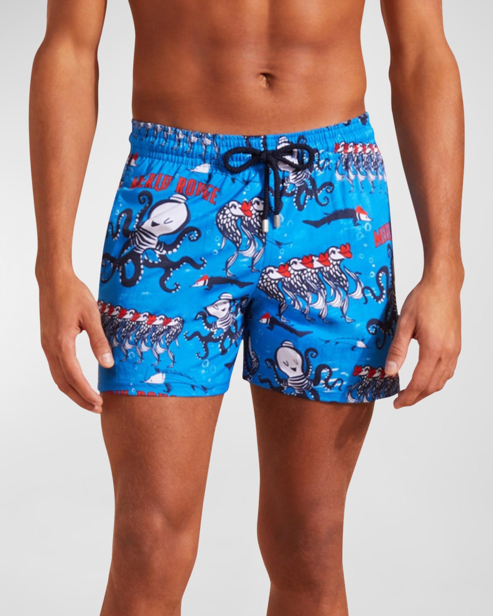 Vilebrequin Swim Trunks Mens 3XL Blue Crab Starfish Print Mesh Lined Drawstring Vilebrequin - Orange Starfish Print Swim Trunks | Mitchell  main image 4
