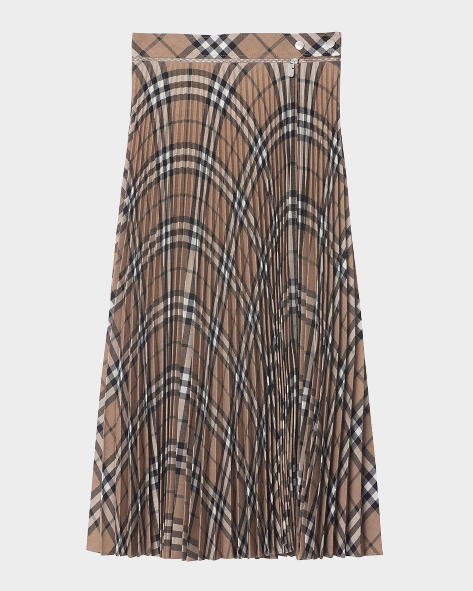 Burberry Check Pleated Midi Wrap Skirt Neiman Marcus