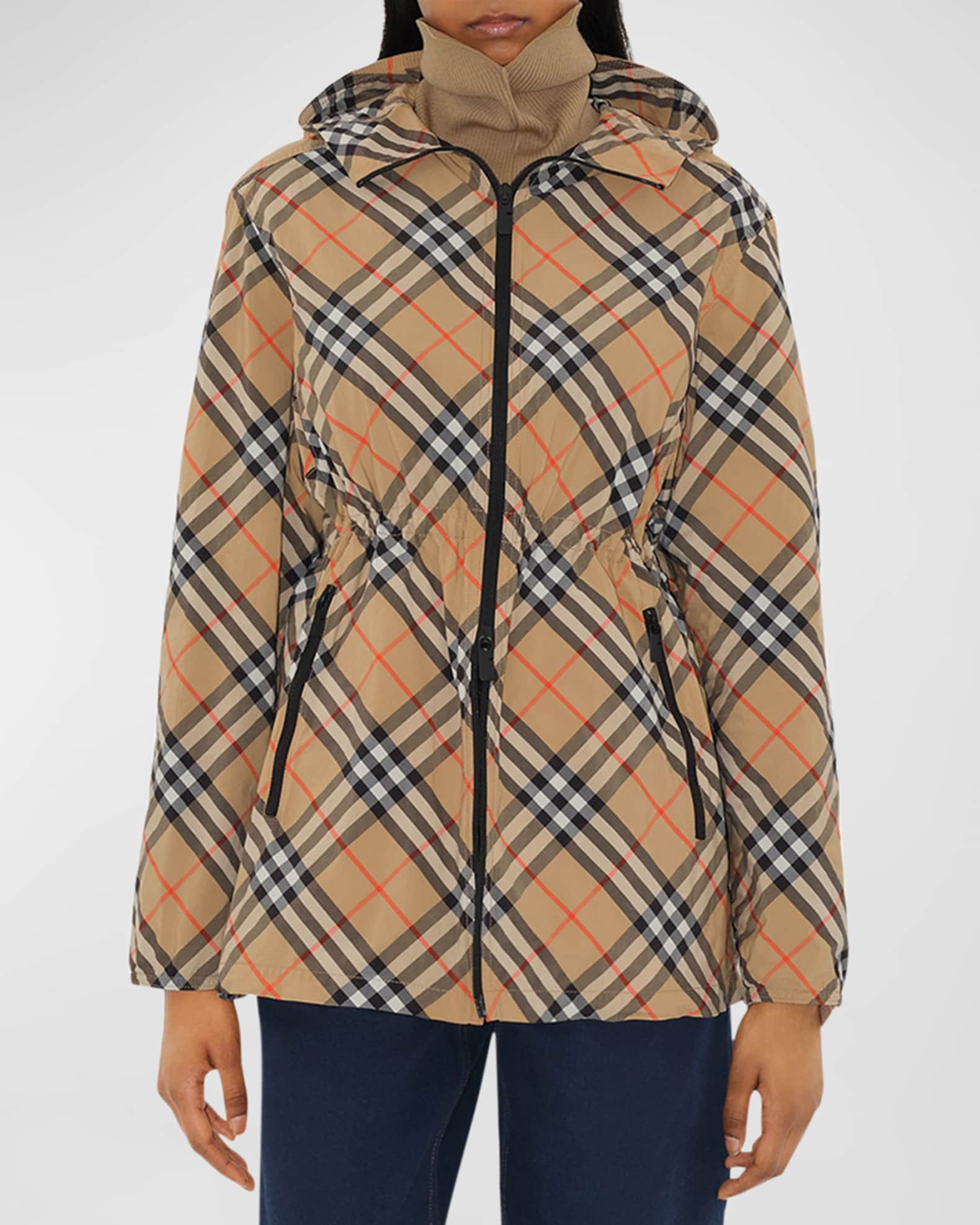 Check EKD Embroidered Hooded Windbreaker Jacket
