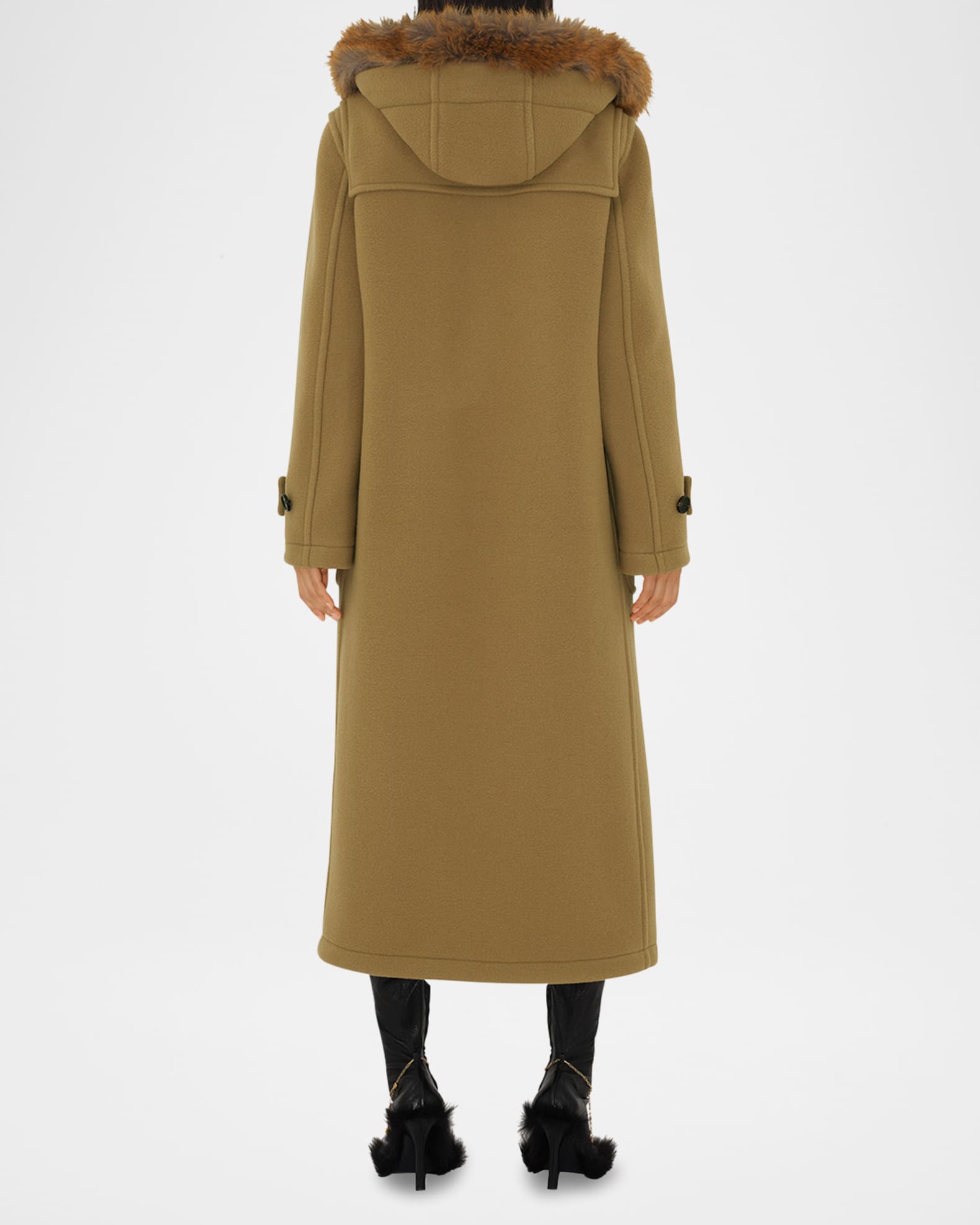 Burberry Oversized Duffle Coat With Faux Fur Hood Trim Neiman Marcus