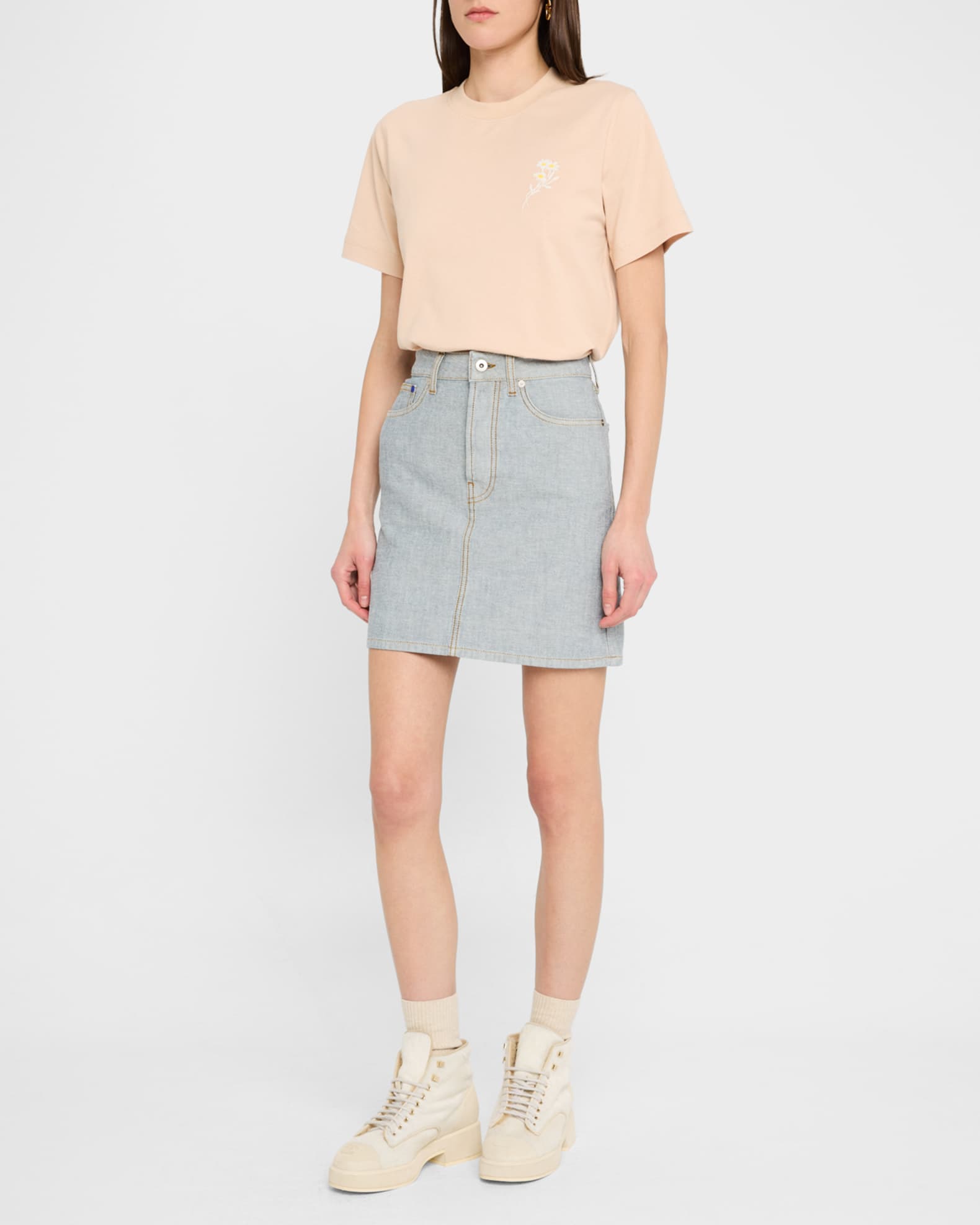 Burberry EKD Denim Mini Skirt | Neiman Marcus