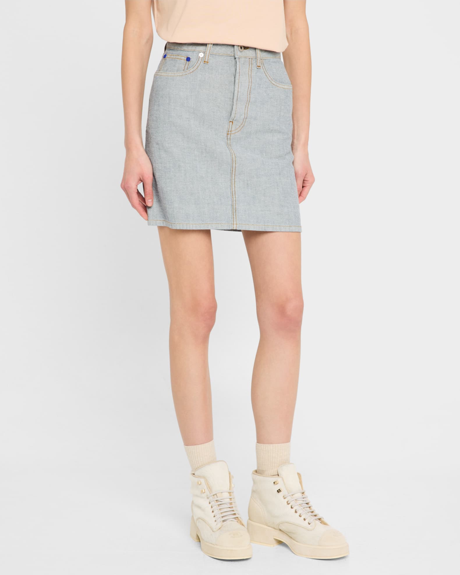 Burberry EKD Denim Mini Skirt | Neiman Marcus