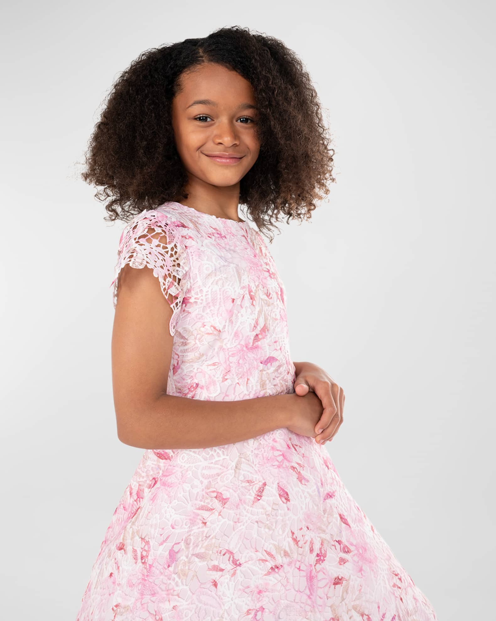 Zoe Girl s Diana Floral Crotched Dress Size 7 16 Neiman Marcus