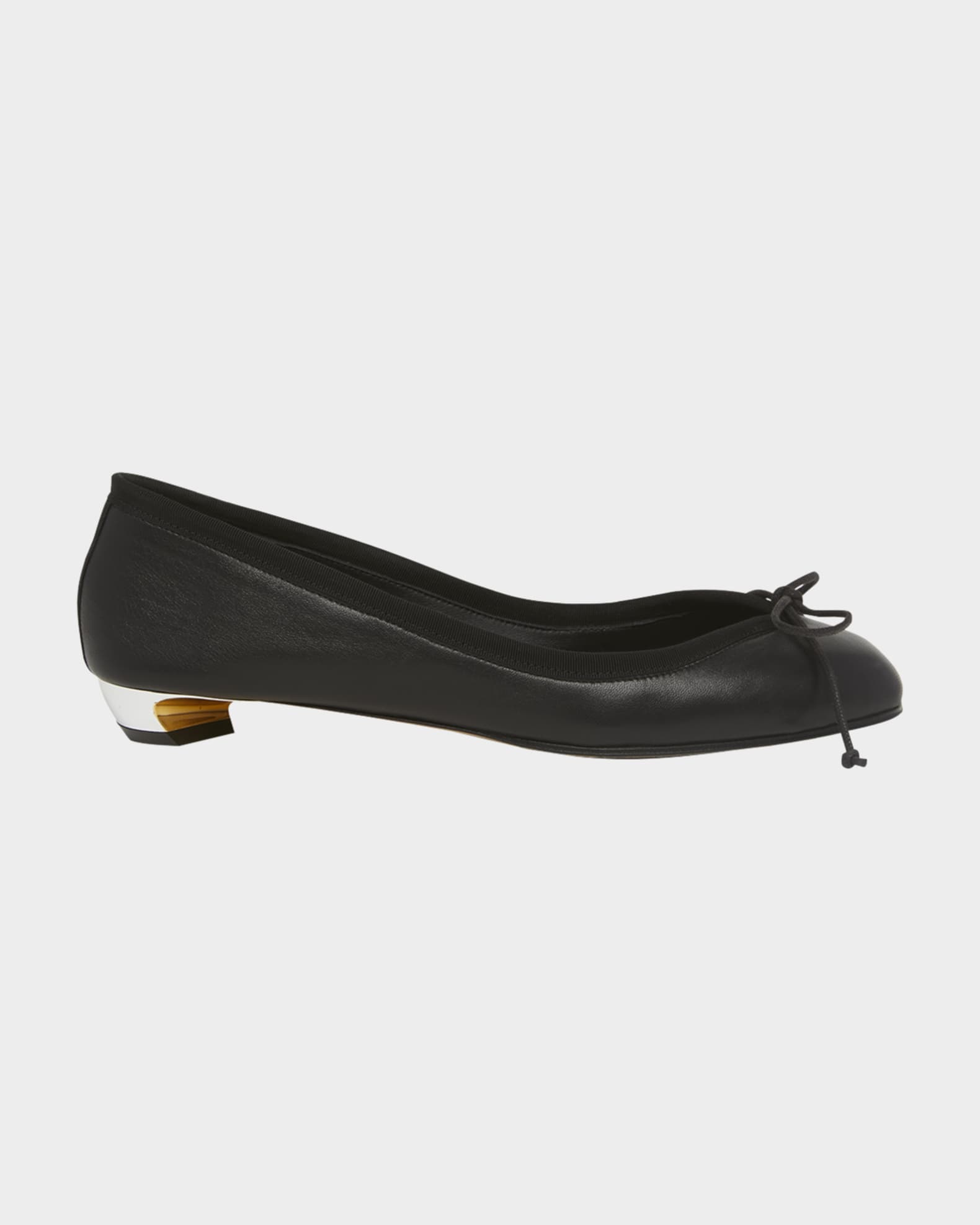 Leather Bow Ballerina Flats 0