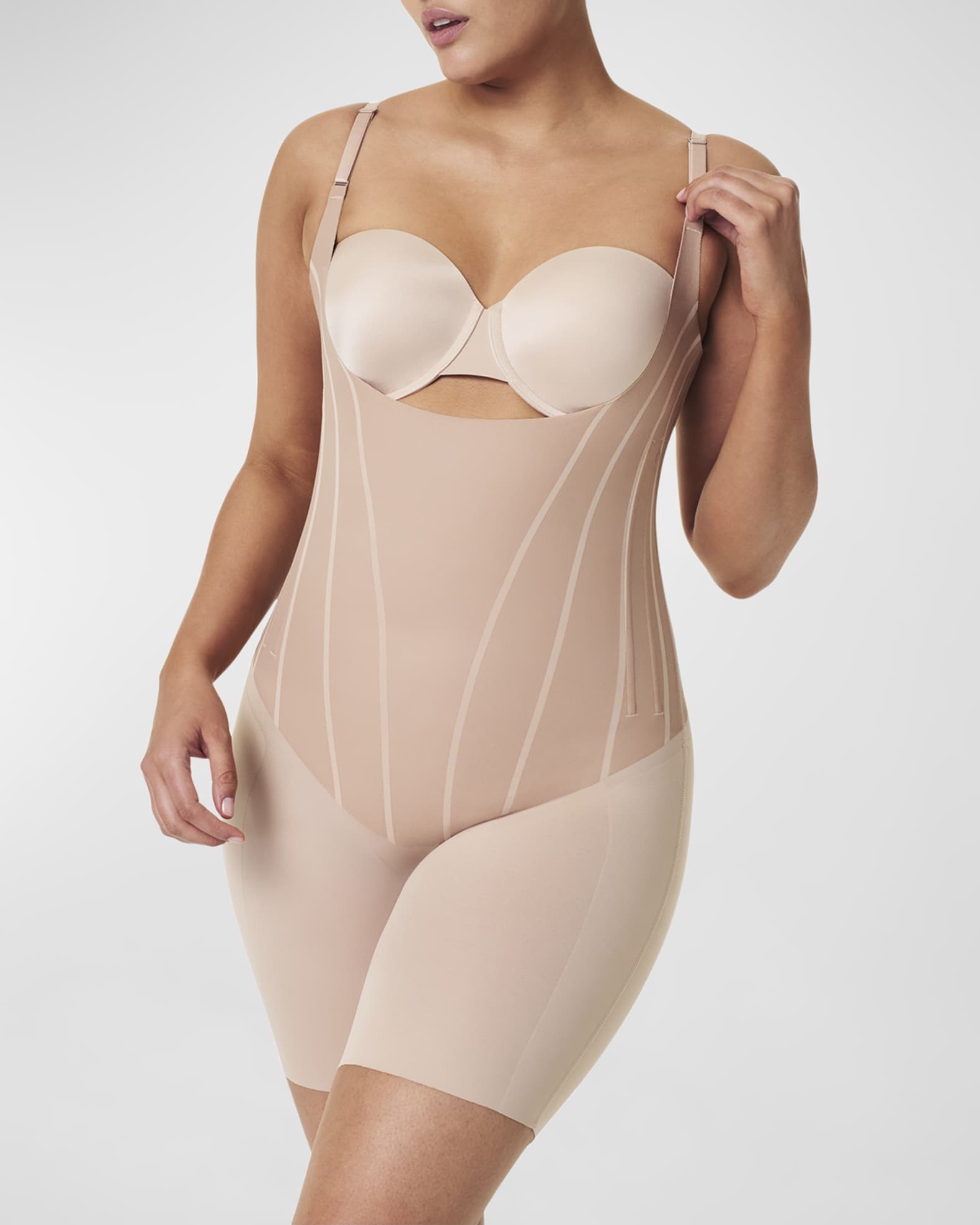 Super Sculpt Open-Bust Mid-Thigh Bodysuit