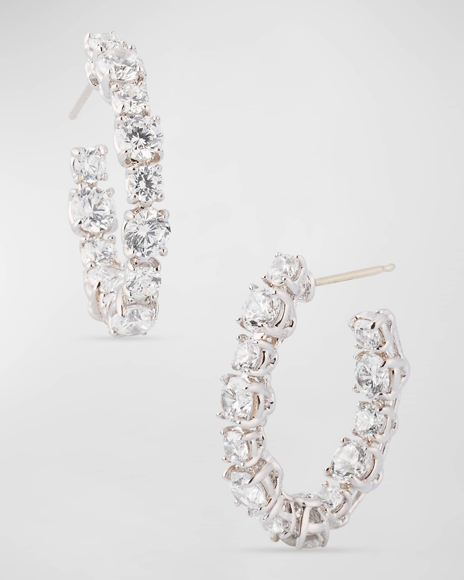 Mixed Stone Cubic Zirconia Hoop Earrings  0