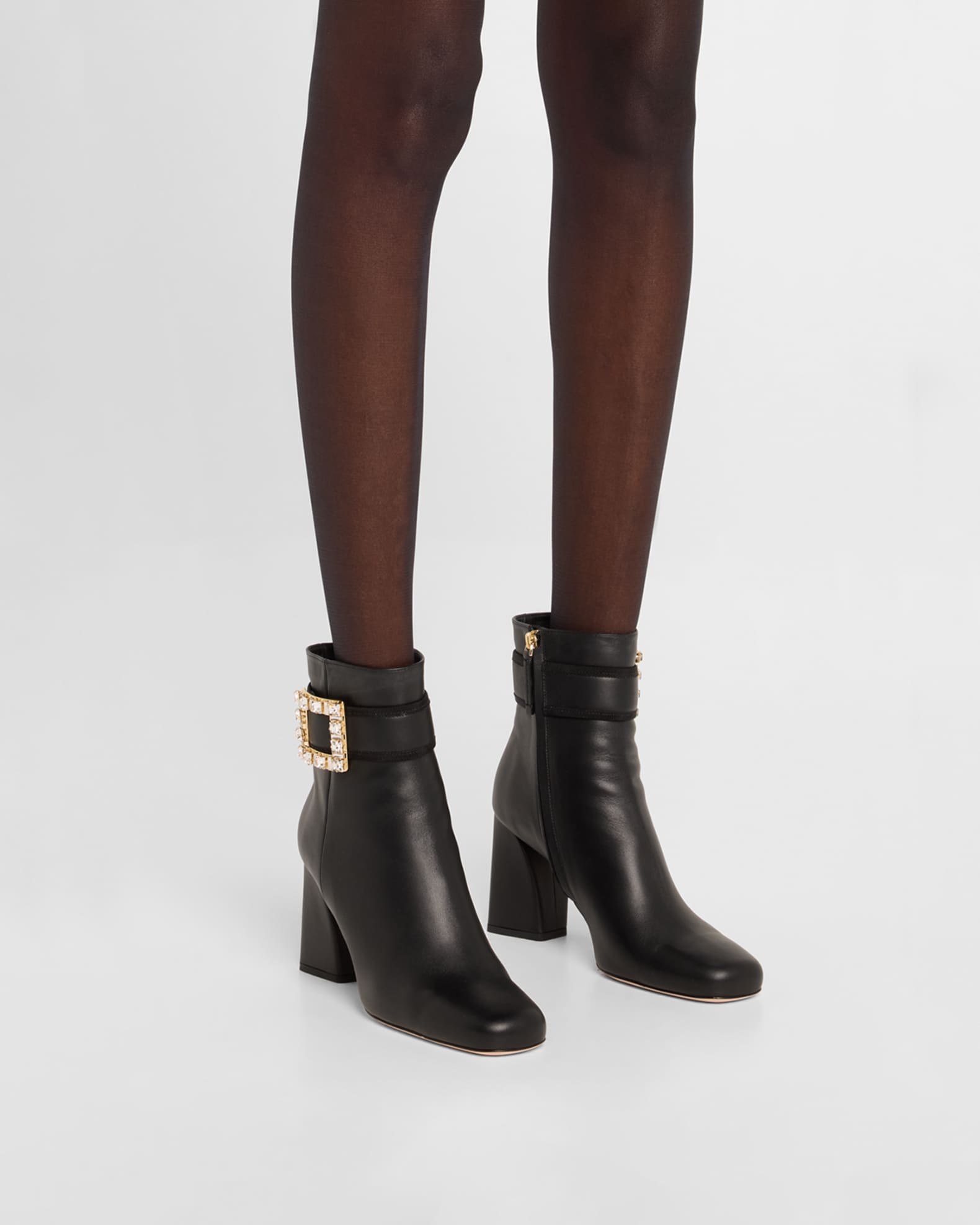 Leather Buckle Ankle Booties 1