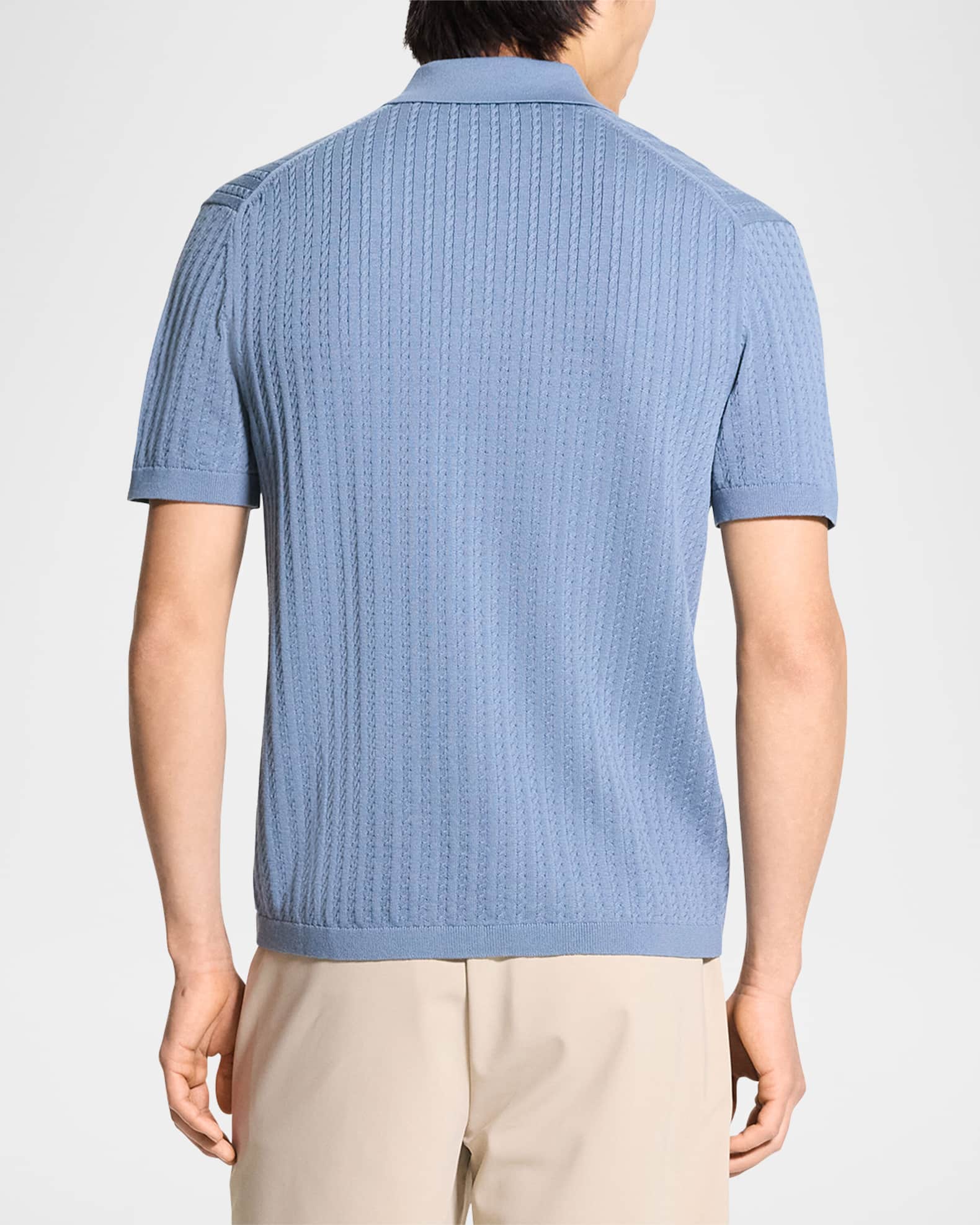Theory Men's Cable-Knit Polo Sweater | Neiman Marcus