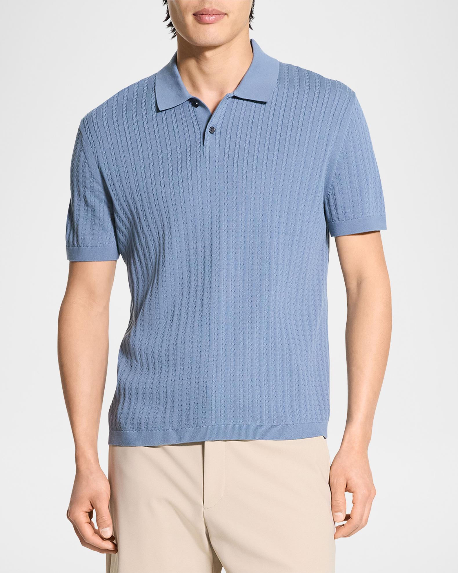 Theory Men's Cable-Knit Polo Sweater | Neiman Marcus