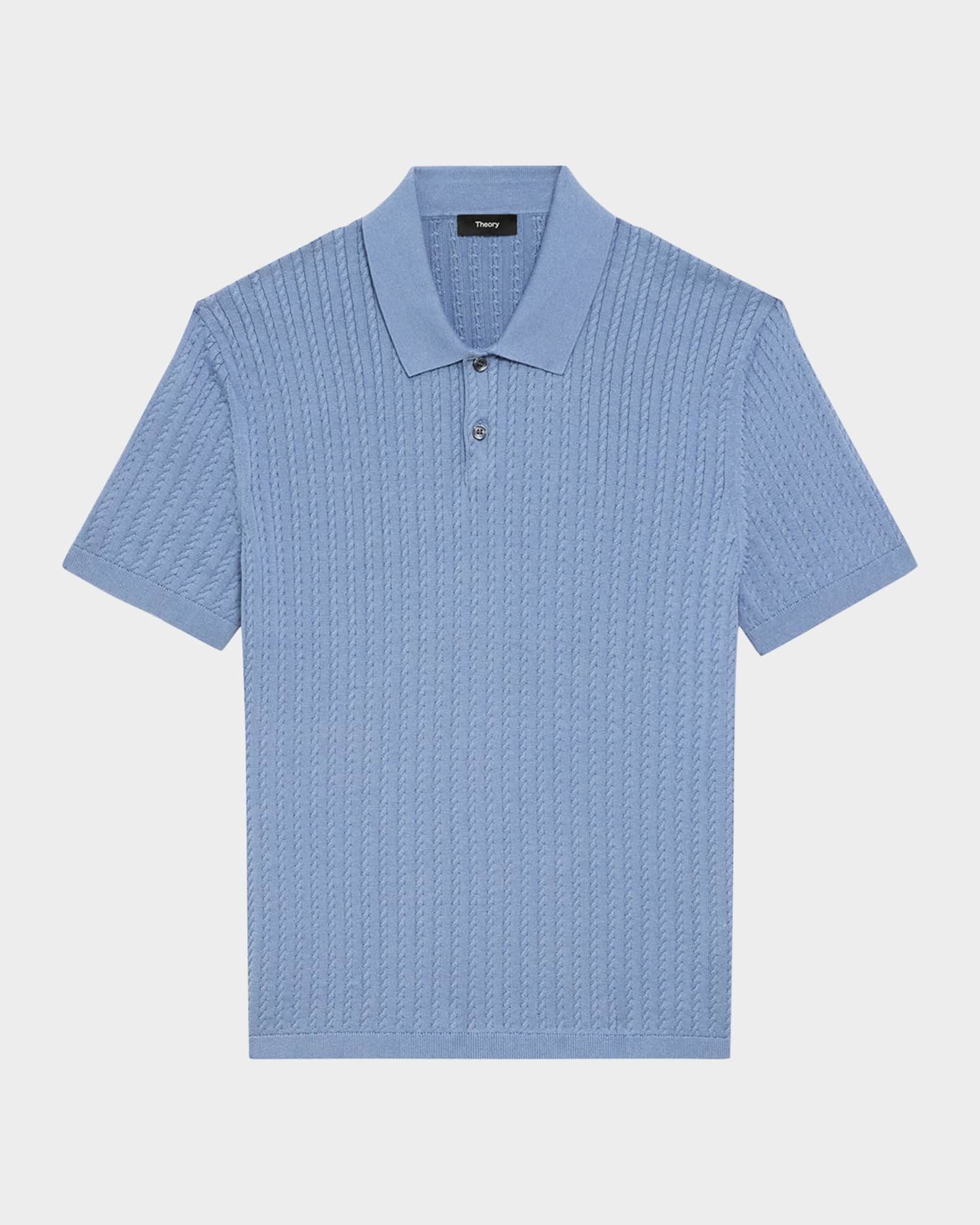 Theory Men's Cable-Knit Polo Sweater | Neiman Marcus