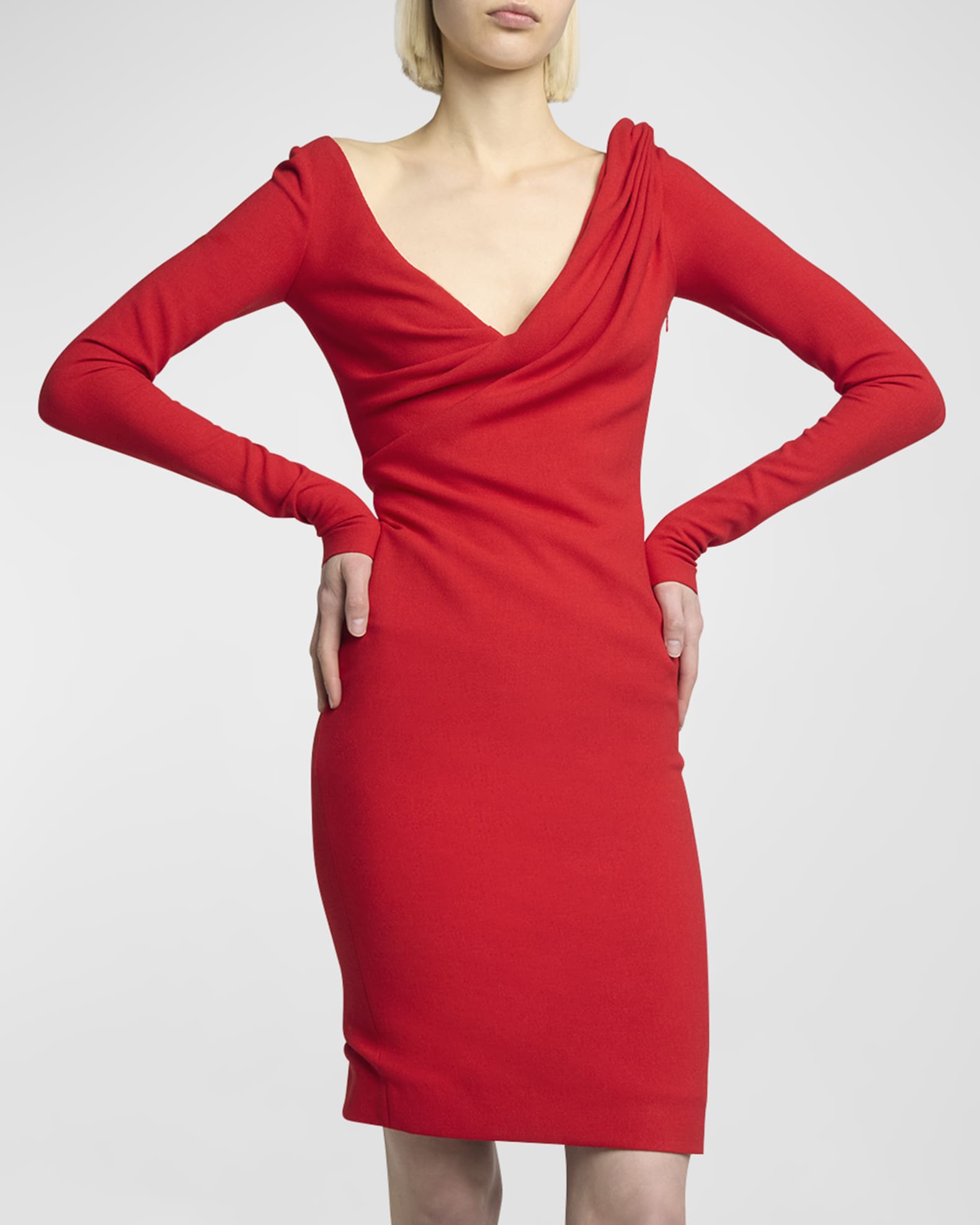 Shoulder Drape V-Neck Dress 1