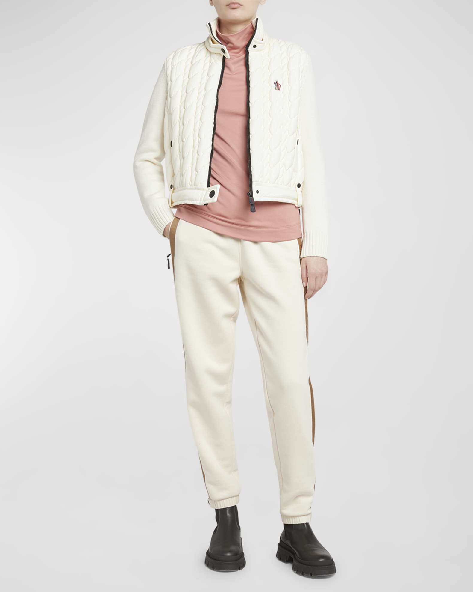 Wool Quilted Zip-Up Cardigan 1