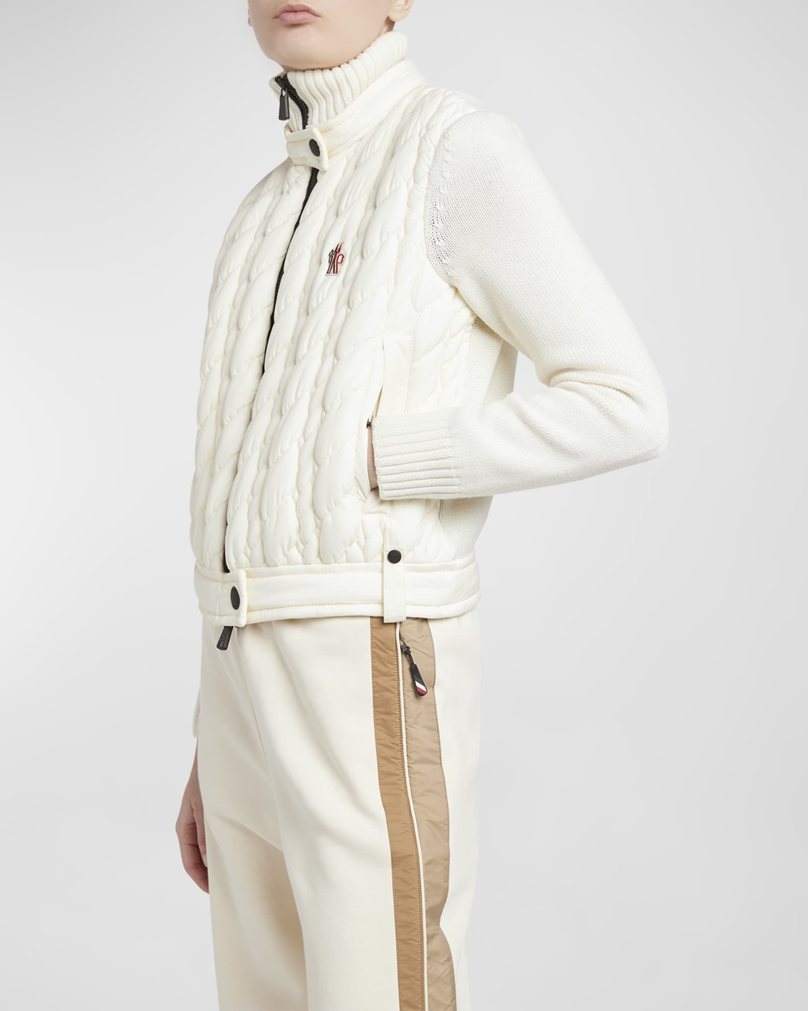 Moncler Grenoble Wool Quilted Zip-Up Cardigan | Neiman Marcus