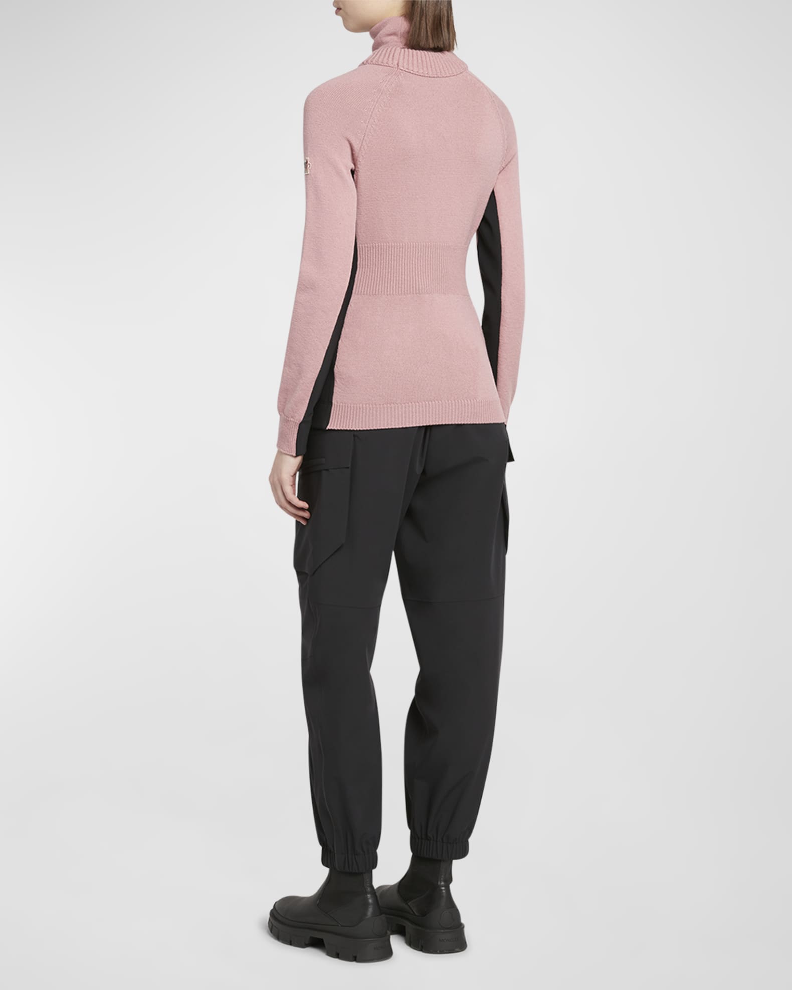 Moncler Grenoble Wool and Fleece Turtleneck Sweater | Neiman Marcus