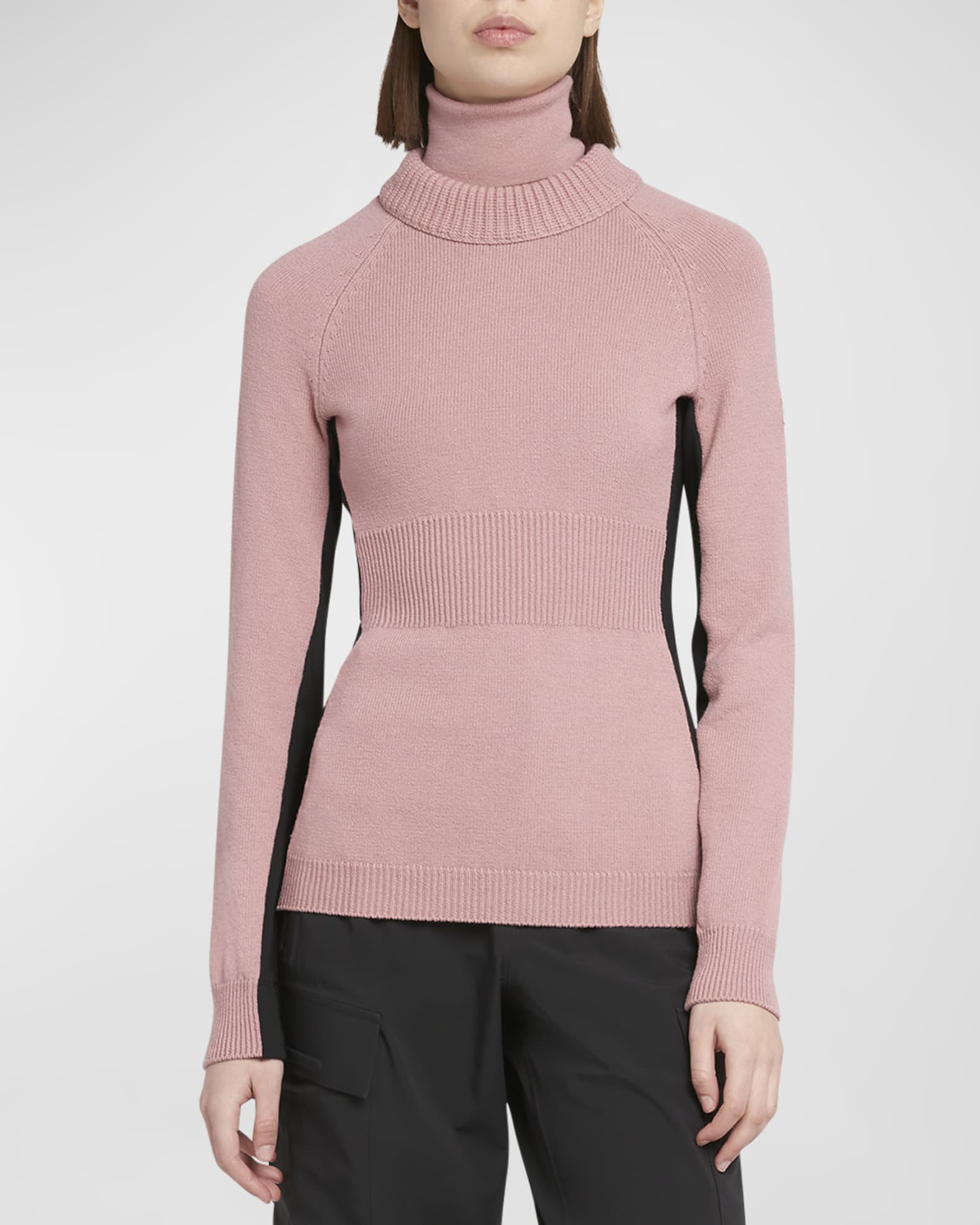 Moncler Grenoble Wool and Fleece Turtleneck Sweater | Neiman Marcus