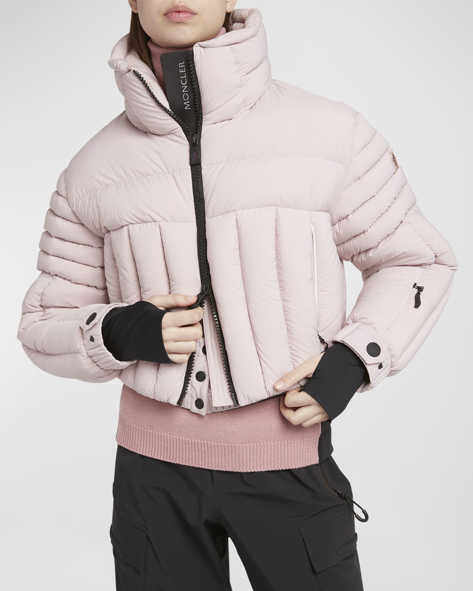 Moncler Grenoble Flims Cropped Puffer Bomber Jacket | Neiman