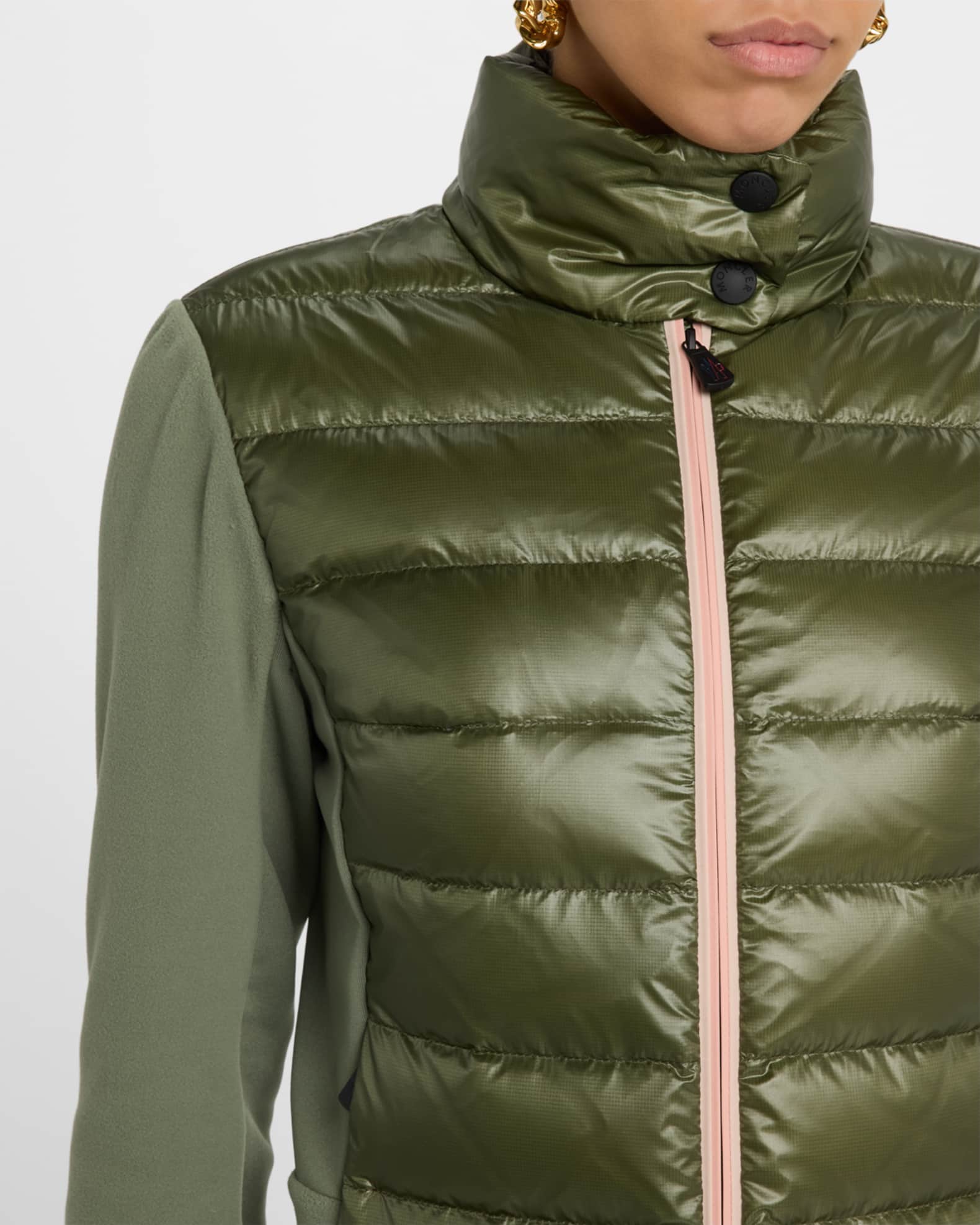 Moncler Grenoble Down Front Fleece Zip-Up Cardigan | Neiman